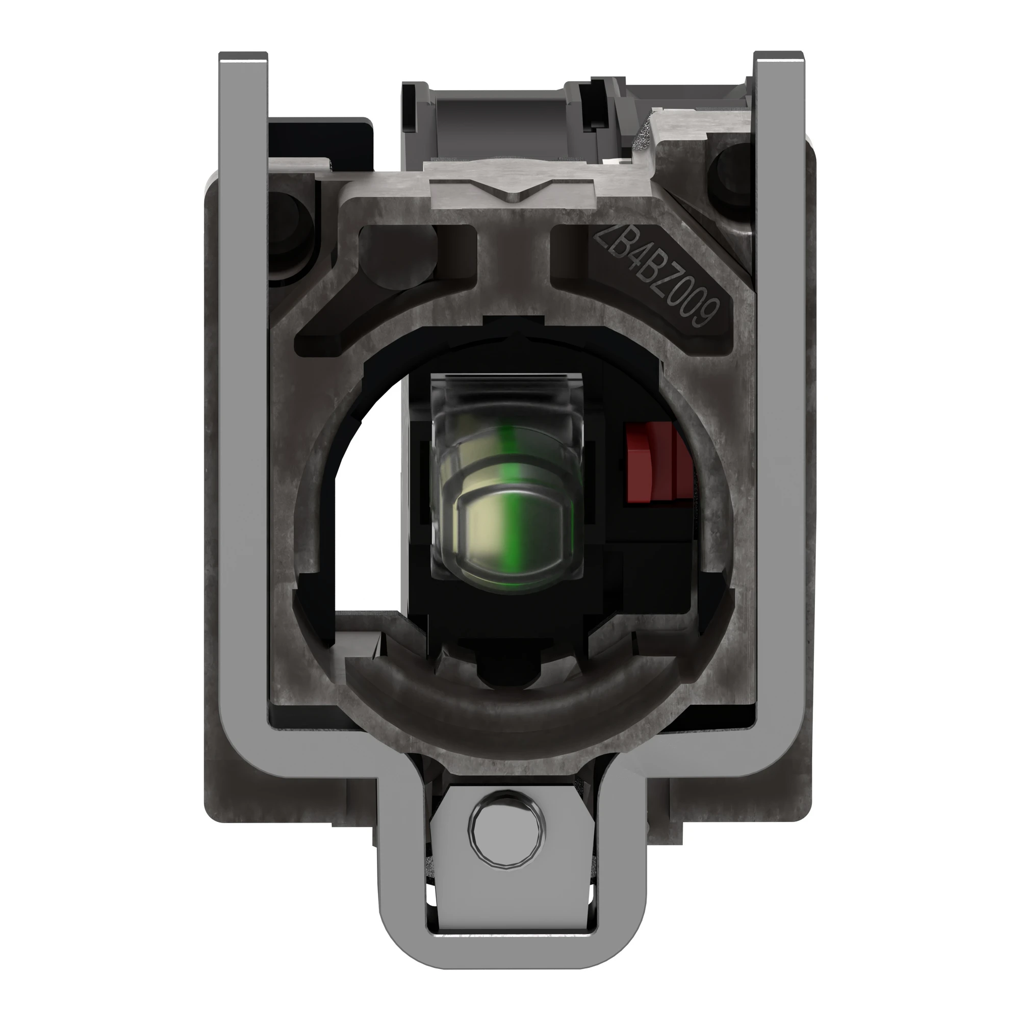 Schneider Electric ZB4BW0B12 Auxiliary contact block with mounting flange, Harmony XB4, metal, white, universal LED, 1NO, 24V AC/DC (img_003)