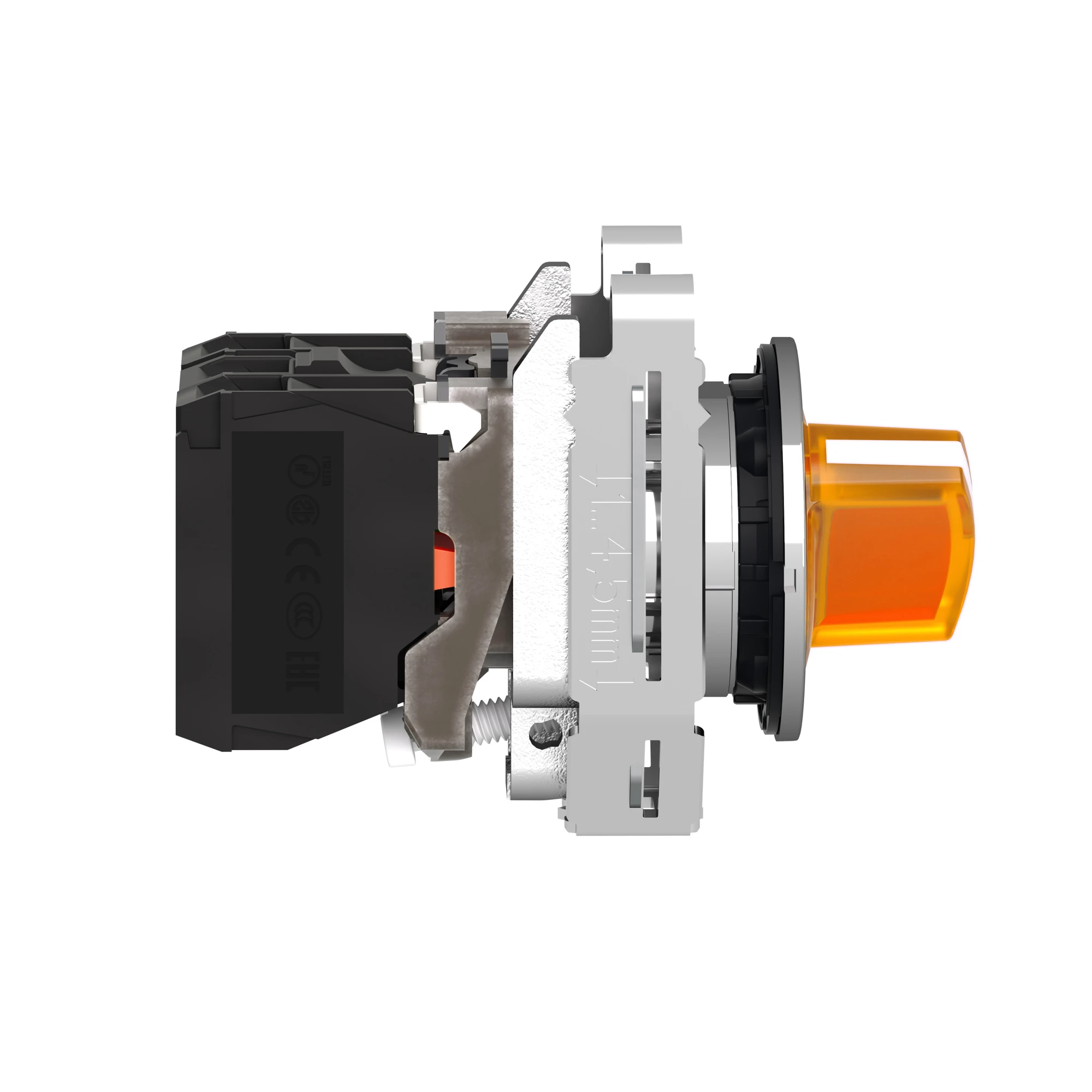 Schneider Electric XB4FK125M5 Illuminated selector switch, Harmony XB4F, metal, 30mm, orange, universal LED, 2 positions, 1NC+1NO, 230-240V AC (img_003)