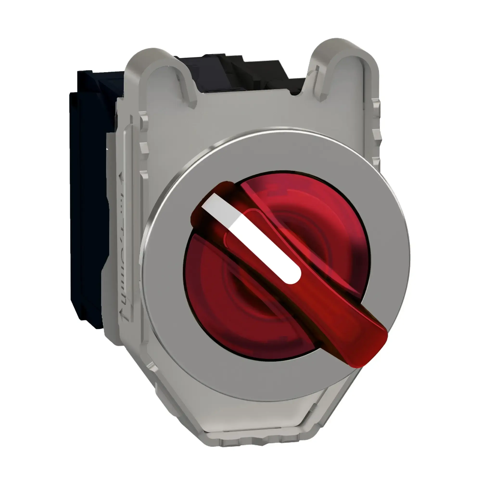 Schneider Electric XB4FK124M5 Illuminated Selector Switch, Harmony XB4F, Metal, 30mm, red, universal LED, 2 positions, 1NO+1NC, 230-240V AC (img_001)