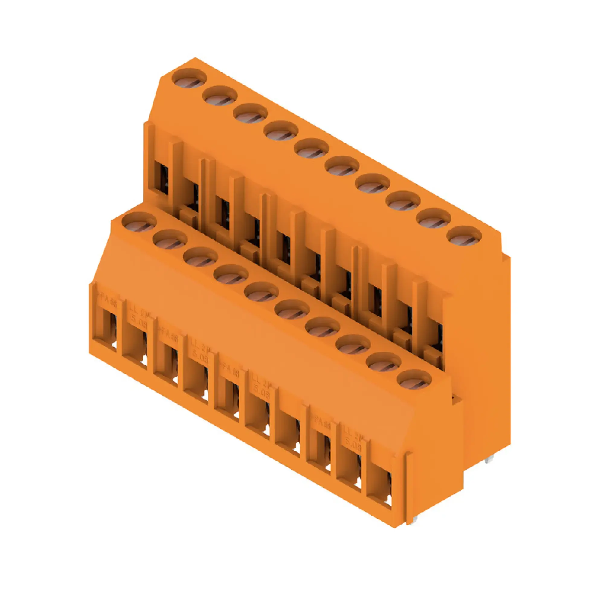 Weidmüller 1977540000 PCB terminal, 320 V, 32.5 A, Pitch in mm: 5.08, 6 mm², Number of poles: 20, Clamping yoke connection, THT solder connection, 90°, Box (img_001)