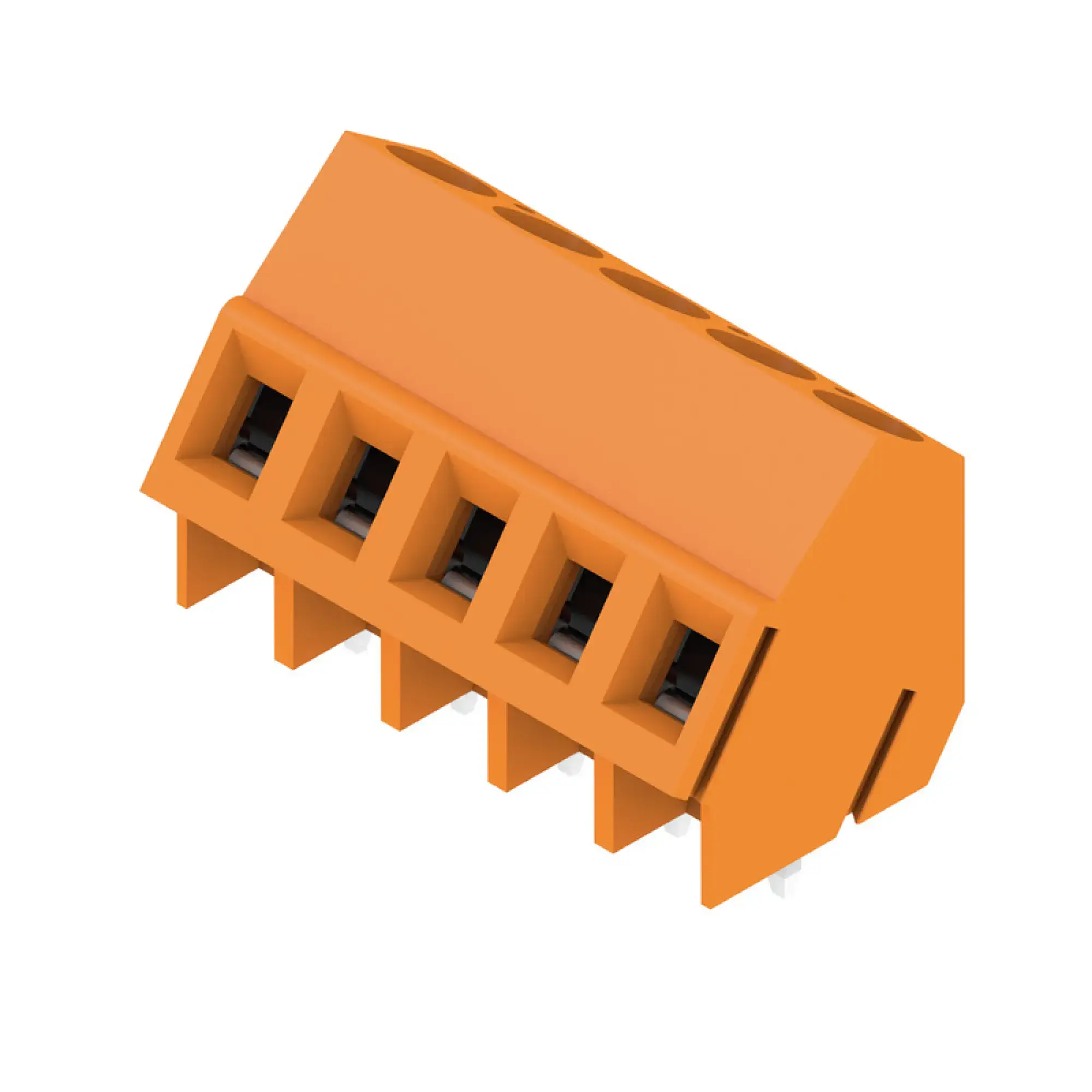 Weidmüller 9994560000 PCB terminal, 320 V, 17.5 A, Pitch in mm: 5.08, 2.5 mm², Number of poles: 5, Clamping yoke connection, THT solder connection, 135°, Box (img_001)
