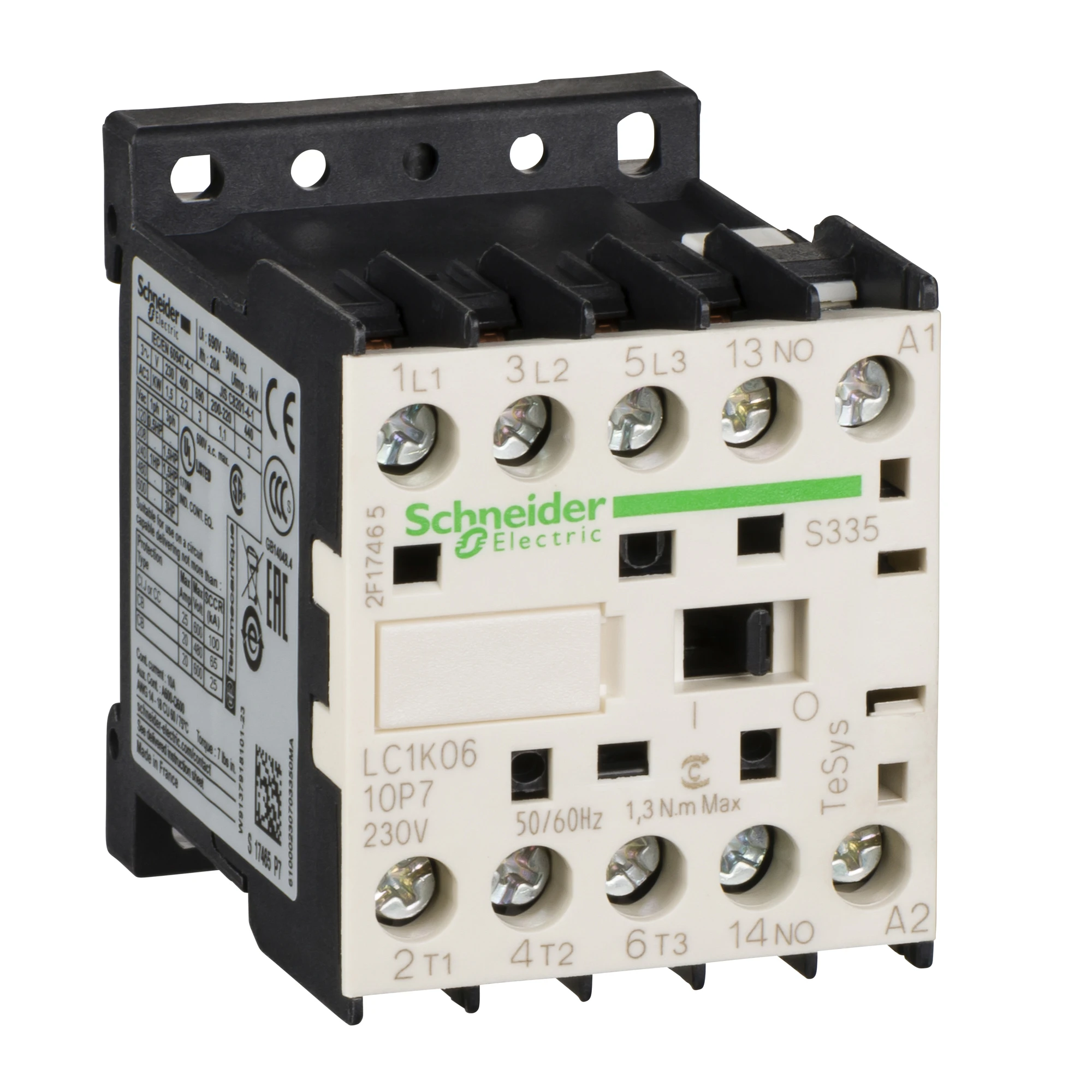 Schneider Electric LC1K1210P7S335 Power contactor LC1K 3p, +1NO, 5.5 kW, 12 A, 400 V AC3, coil 230 V AC (img_002)