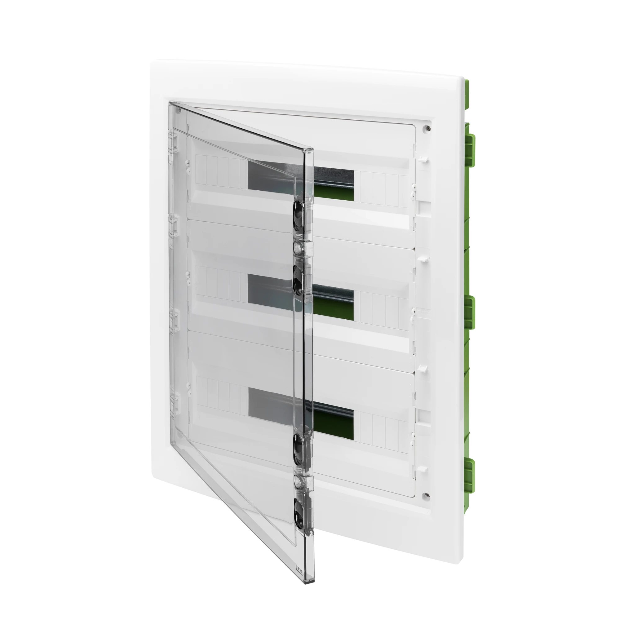 GEWISS GW40610PM DISTRIBUTION BOARD - GREEN WALL - FOR MOBILE AND PLASTERBOARD WALLS - WITH SMOKED WINDOW PANEL AND EXTRACTABLE FRAME - 54 (18X3) MODULES IP40 (img_001)