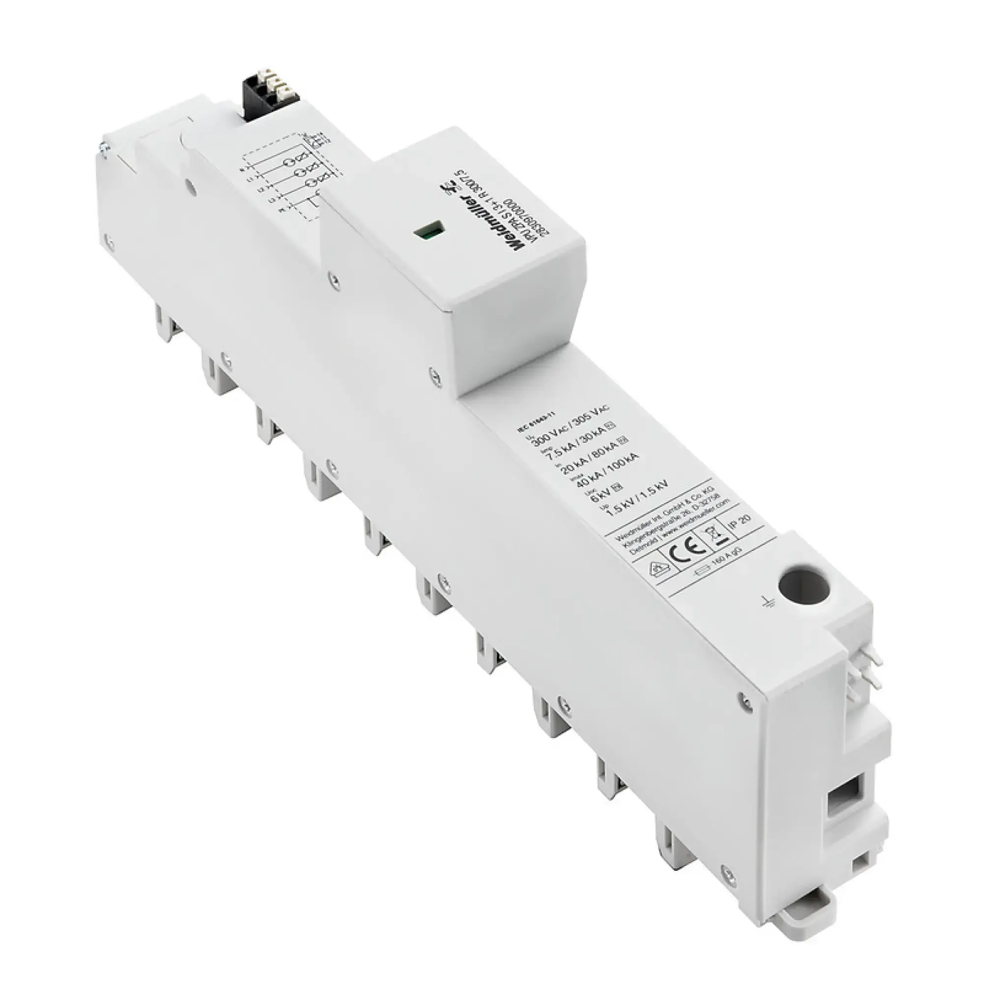 Weidmüller 2830970000 Surge voltage arrester (power supply systems), Leakage-current-free, Type I + II, Type I, Type II, Type III, Low voltage network: TN-C-S, TN-S, TT, I (img_001) Weidmüller 2830970000 Surge voltage arrester (power supply systems), Leakage-current-free, Type I + II, Type I, Type II, Type III, Low voltage network: TN-C-S, TN-S, TT, I (img_001)