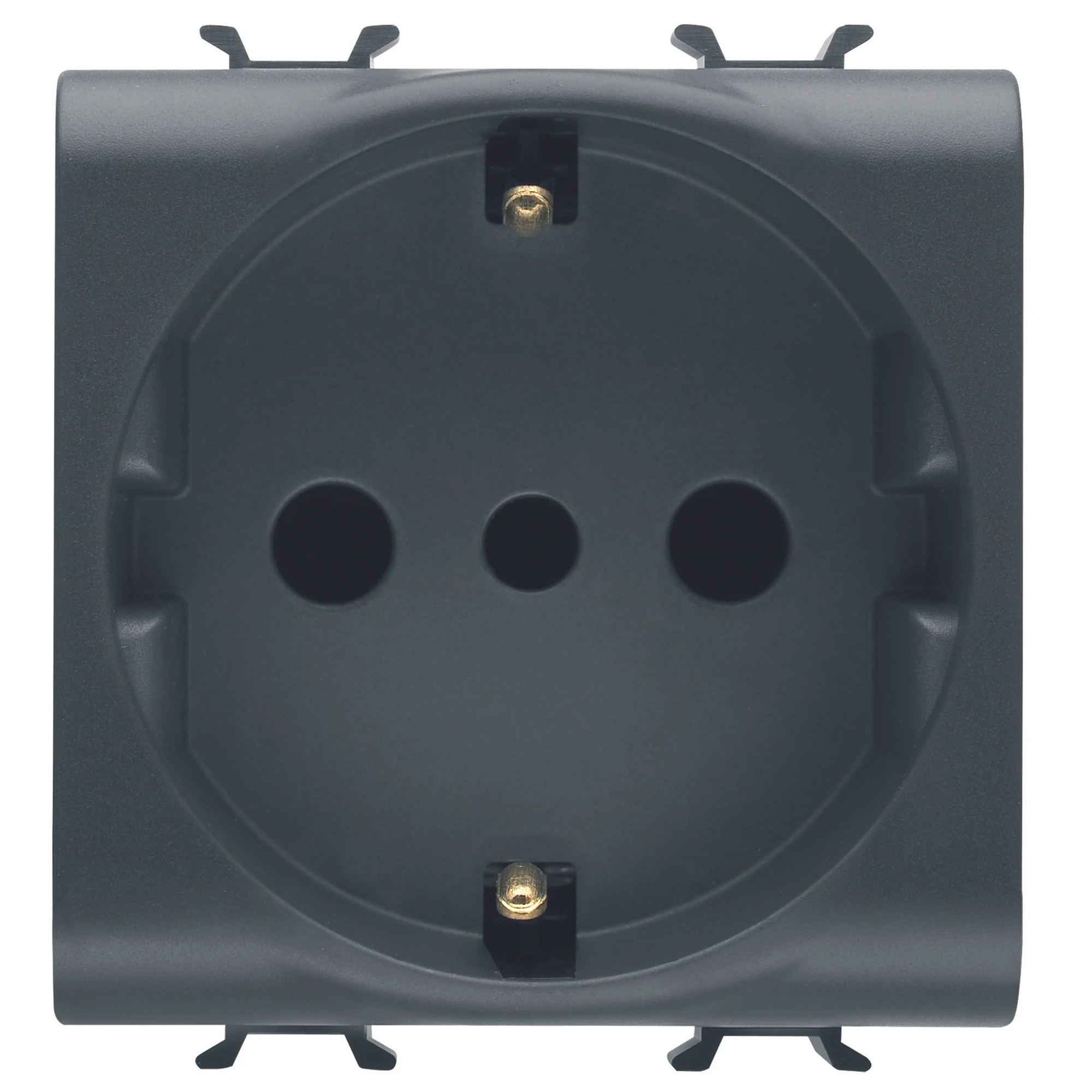 GEWISS GW12205 ITALIAN/GERMAN STANDARD SOCKET-OUTLET 250V ac - 2P+E 16A - P30 - 2 MODULES - SATIN BLACK - CHORUSMART (img_001)
