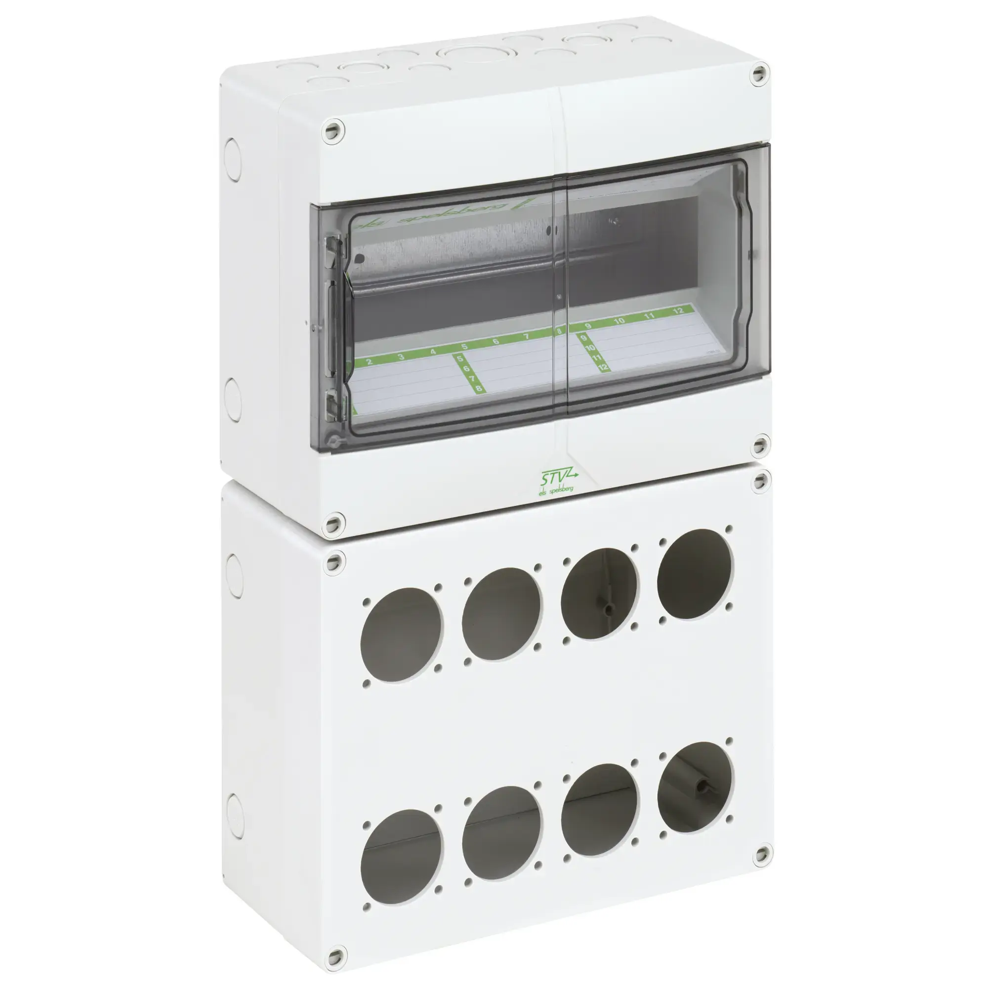 Spelsberg 73190801 Socket empty enclosure, Type of protection IP44, 12 TE, Impact strength IK08, Protection class II, Rated insulation voltage 400V AC, Halogen free (img_001) Spelsberg 73190801 Socket empty enclosure, Type of protection IP44, 12 TE, Impact strength IK08, Protection class II, Rated insulation voltage 400V AC, Halogen free (img_001)