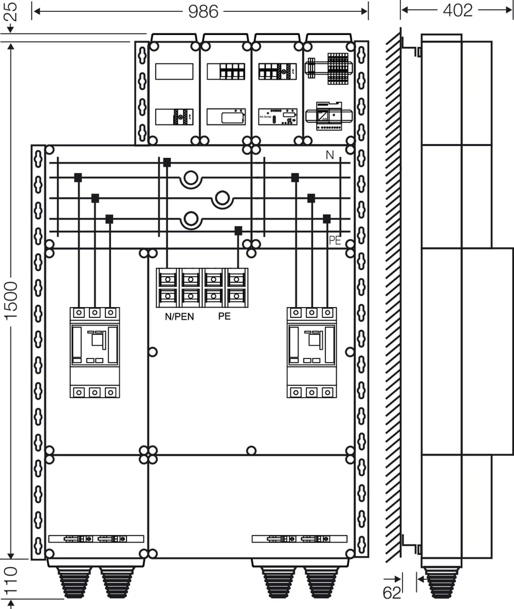 Hensel 20001590 Freischaltstelle, 200kW/220kVA, 3-polig Leistungsschalter und -trenner mit zwischengelagertem Entkupplungsschutz; mit Stromw. u. Netzanalysegerät Mi AE 6655 (img_003)