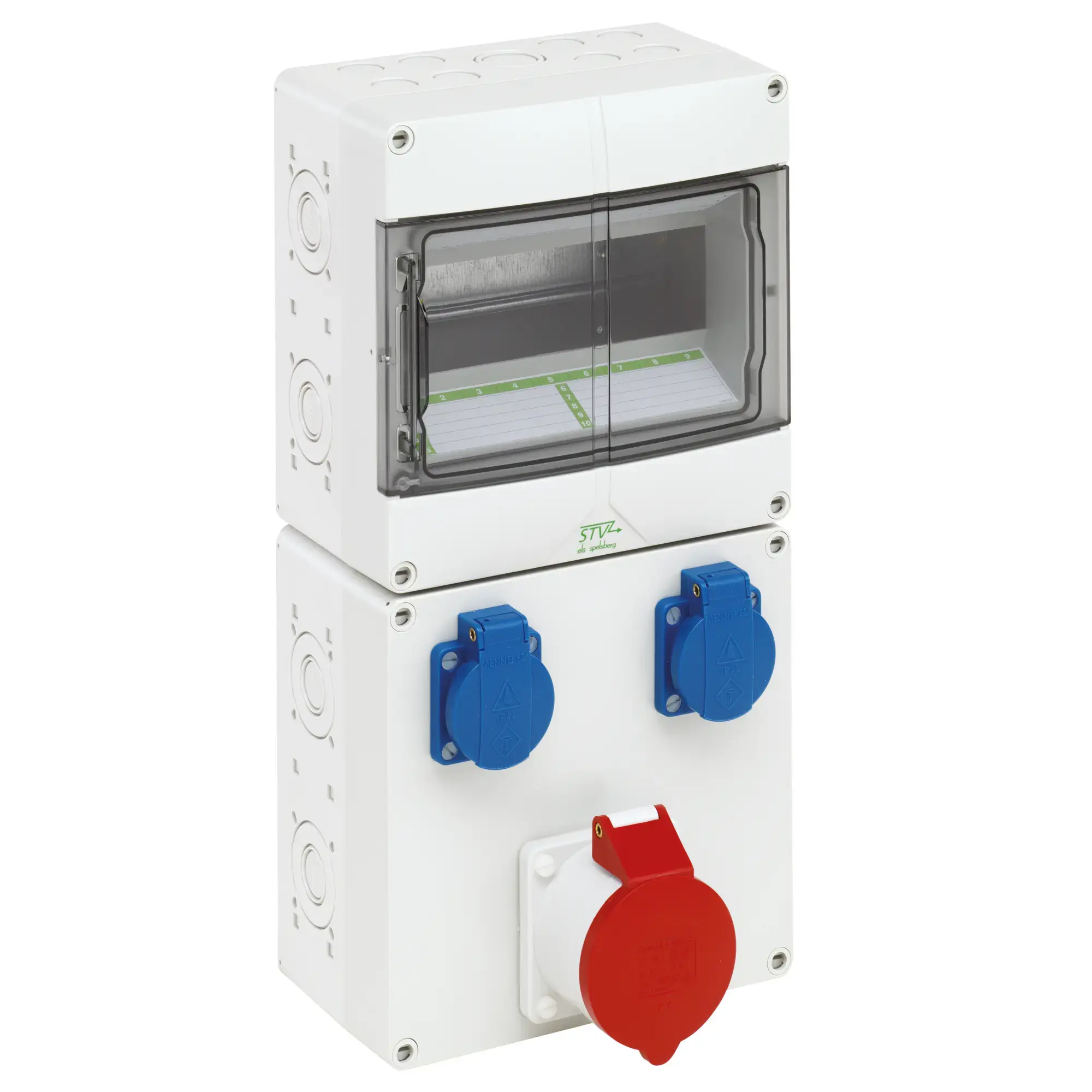 Spelsberg 72931301 Socket outlet combination, Type of protection IP44, 9 TE, Impact strength IK08, Protection class II, Rated insulation voltage 400V AC, Halogen free (img_001)