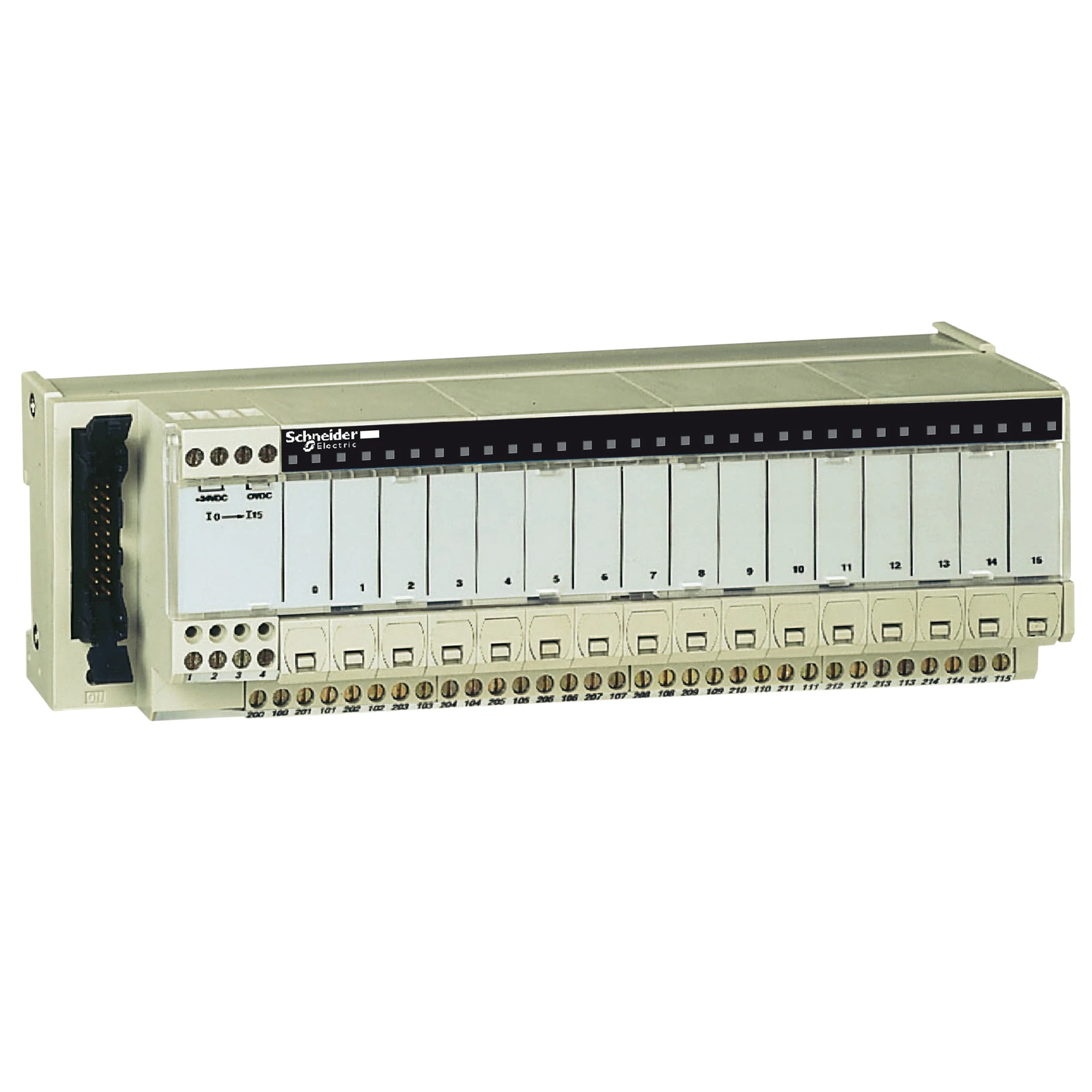 Schneider Electric ABE7H16F43 Passive Terminal Block ABE7, 16 Outputs, Fuses, LED, Disconnect Switch (img_001)