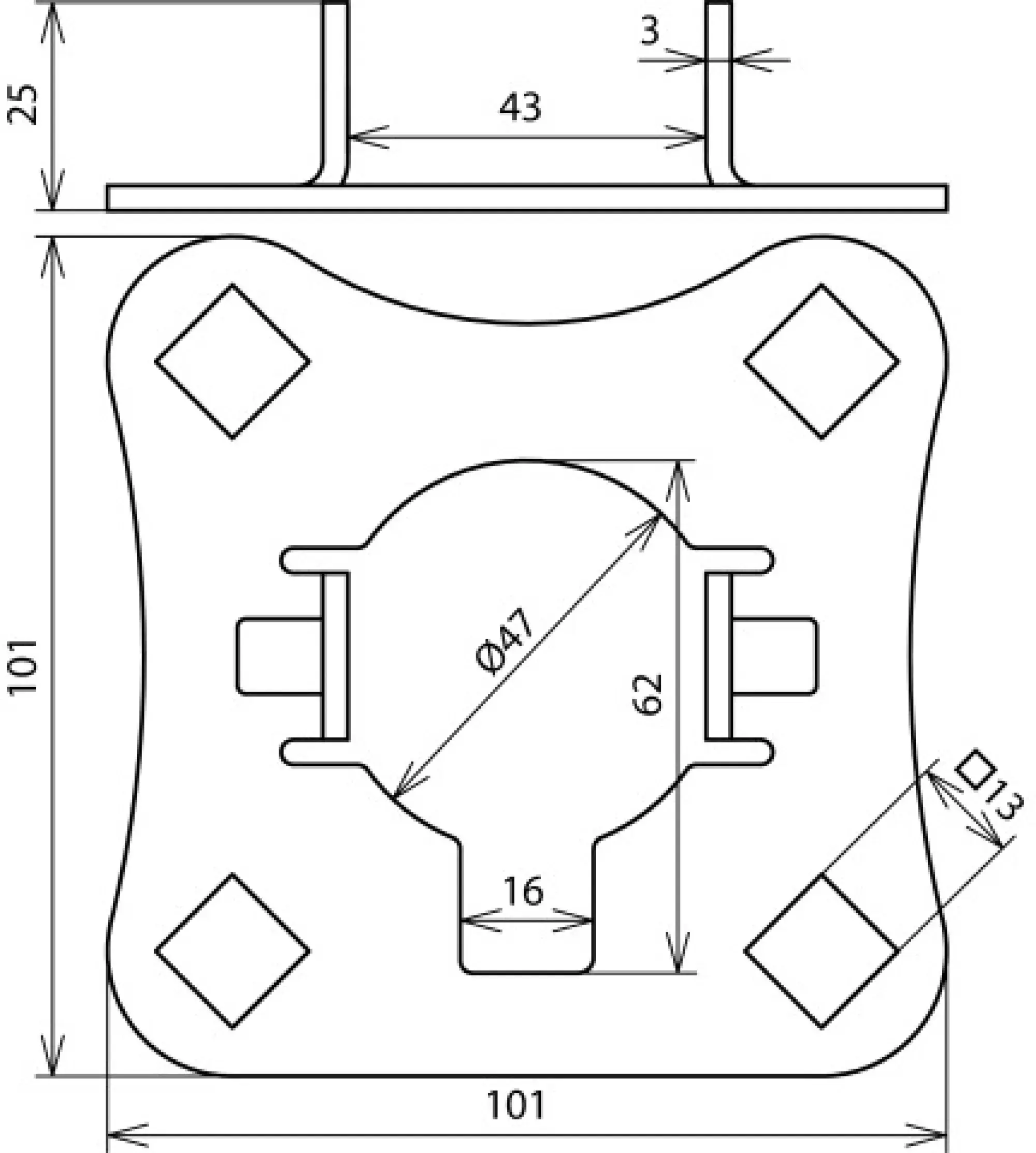 Dehn 819288 Connection plate StSt for supporting tubes D 50mm for 4 HVI connection elements (img_002)
