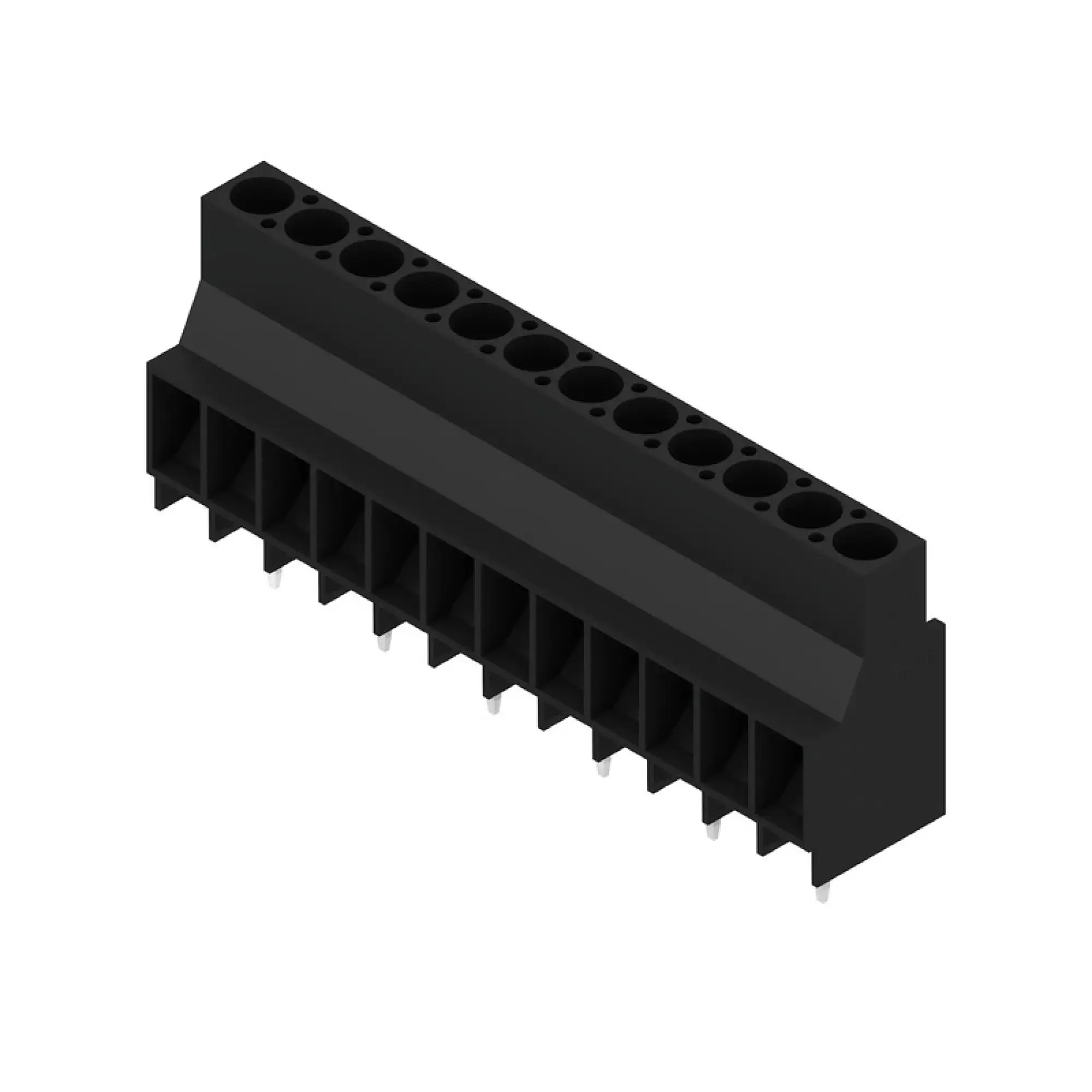 Weidmüller 1356950000 PCB terminal, 1000 V, 32 A, Pitch in mm: 6.35, 6 mm², Number of poles: 12, Clamping yoke connection, THT solder connection, 90°, Box (img_001)