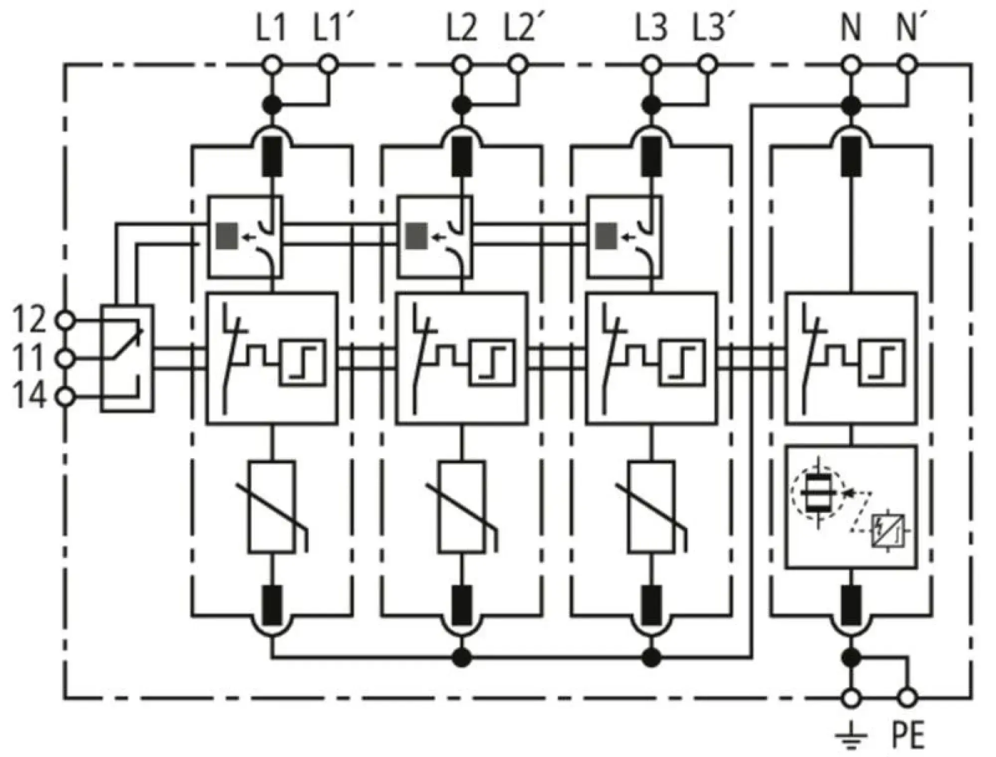Dehn 943341 Ueberspannungsableiter Typ 2 DEHNguard MD 4-polig fuer TT- und TN-S-Systeme mit ACI (img_003)