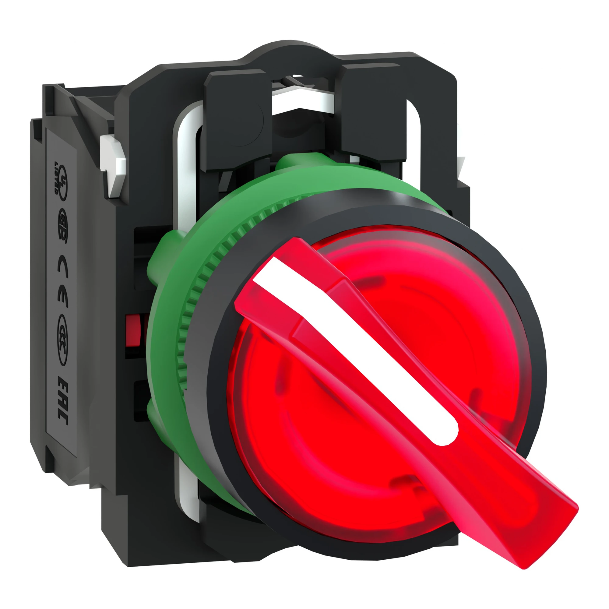 Schneider Electric XB5AK124M5 Illuminated selector switch, Harmony XB5, plastic, red, 22mm, universal LED, 2 positions, 1NC + 1NO, 230-240V AC (img_001) Schneider Electric XB5AK124M5 Illuminated selector switch, Harmony XB5, plastic, red, 22mm, universal LED, 2 positions, 1NC + 1NO, 230-240V AC (img_001)