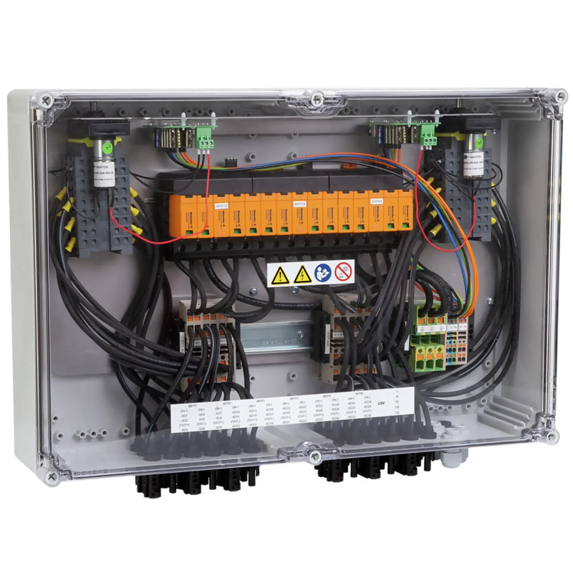 Weidmüller 8000111274 Combiner Box (Photovoltaik), 1100 V, 6 MPP´s, 2 Inputs / 1 Output per MPP, Remote disconnector, Surge protection I / II, MC4-Evo 2 (img_001) Weidmüller 8000111274 Combiner Box (Photovoltaik), 1100 V, 6 MPP´s, 2 Inputs / 1 Output per MPP, Remote disconnector, Surge protection I / II, MC4-Evo 2 (img_001)