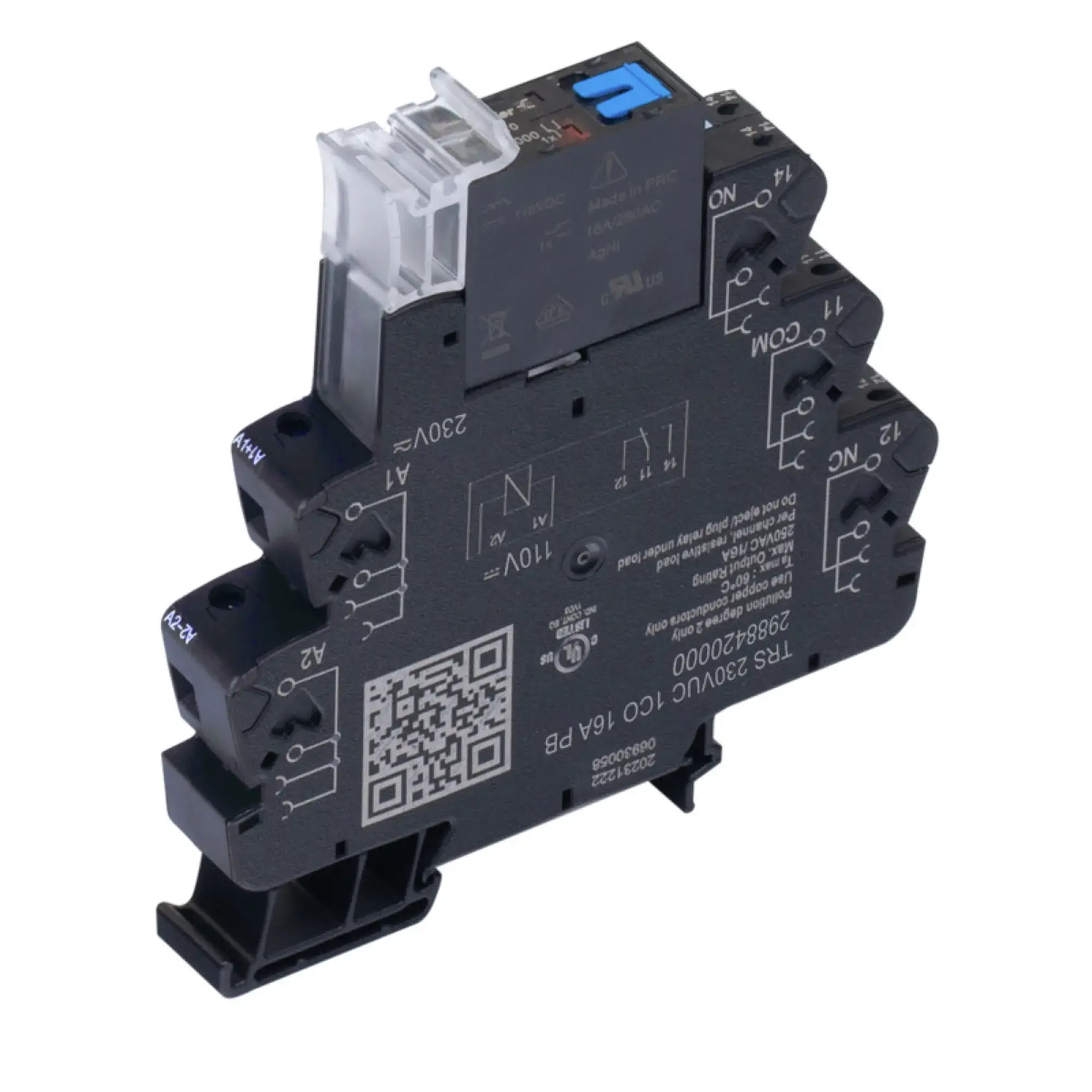 Weidmüller 2988420000 Relay module, 230 V UC ±5 %, Green LED, 1 CO contact (AgNi) , 250 V AC, 16 A, Screw connection (img_001)