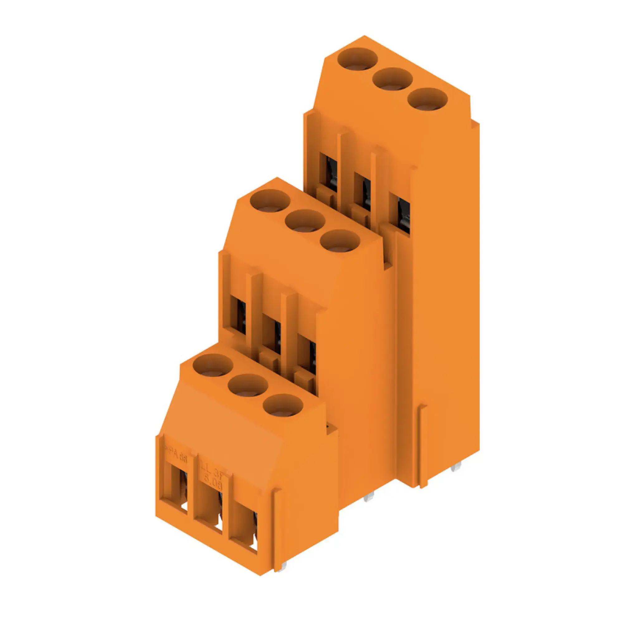 Weidmüller 1934350000 PCB terminal, 320 V, 32.5 A, Pitch in mm: 5.08, 6 mm², Number of poles: 9, Clamping yoke connection, THT solder connection, 90°, Box (img_001)