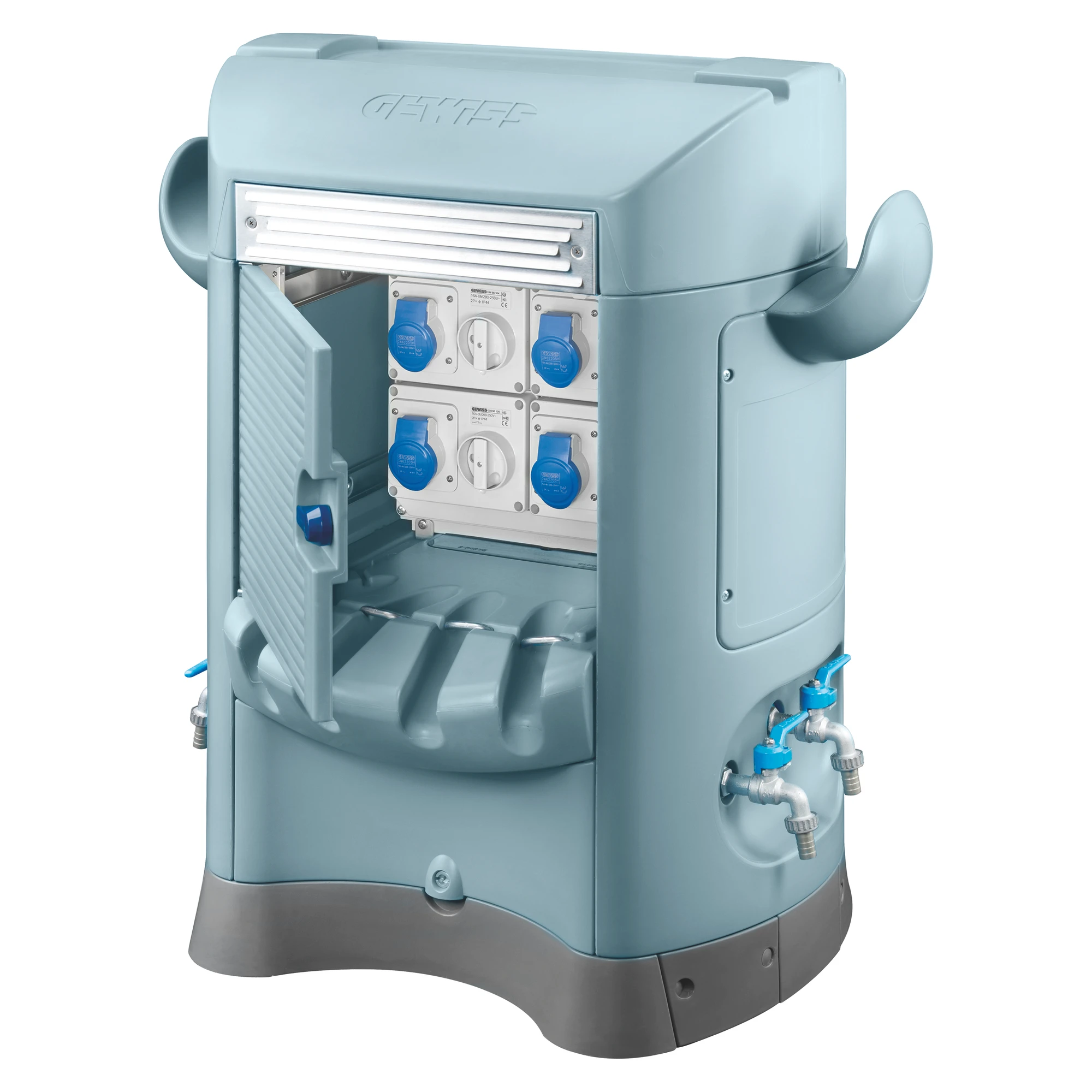 GEWISS GW68801A Steckdosenkombination QMC125 freistehend mit 4 IEC3x16A Blau IP44 (img_001) GEWISS GW68801A Steckdosenkombination QMC125 freistehend mit 4 IEC3x16A Blau IP44 (img_001)