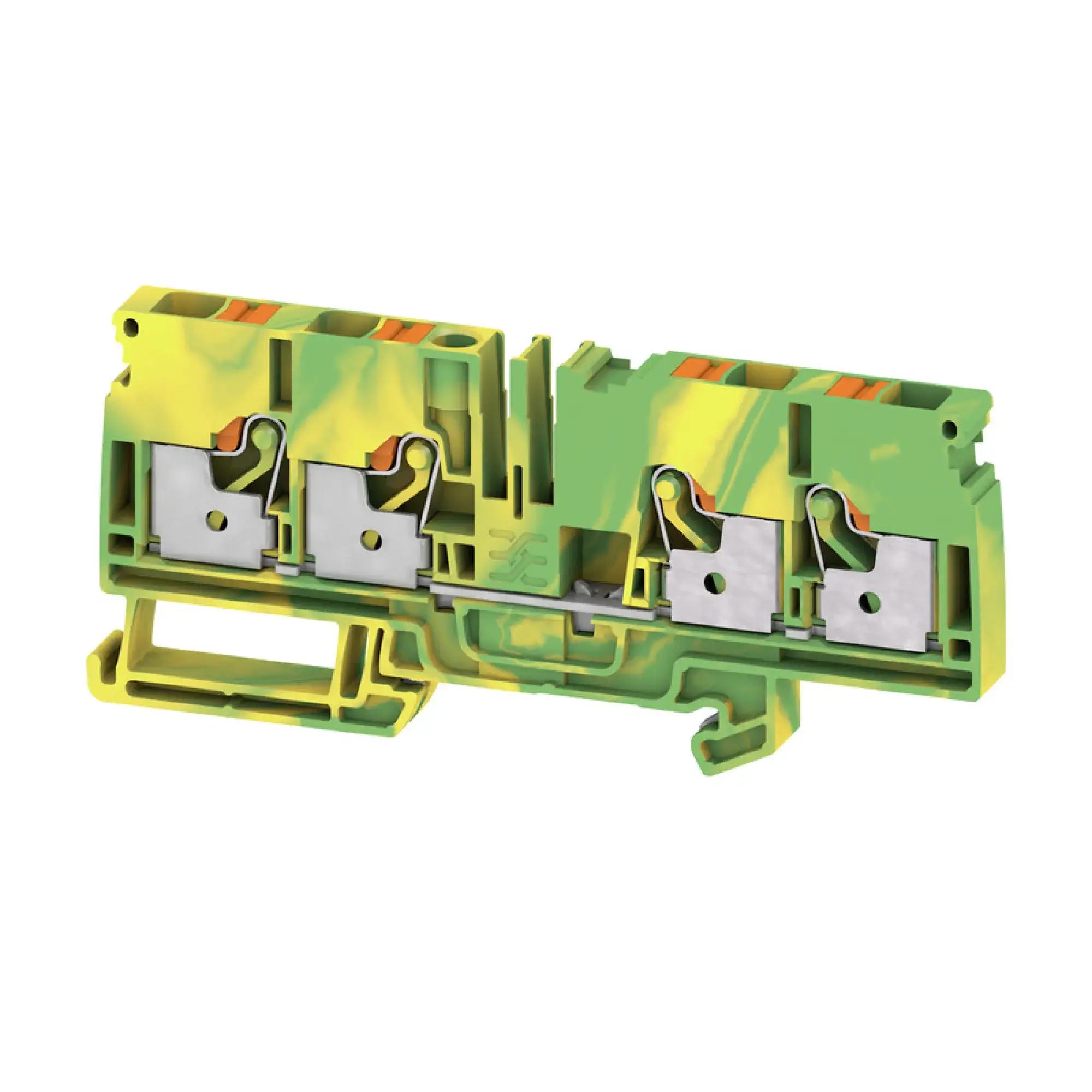 Weidmüller 2881490000 PE terminal, PUSH IN, Green/yellow, 6 mm², 800 V, Number of connections: 4, Number of levels: 1, TS 35, V-0, Wemid (img_001)