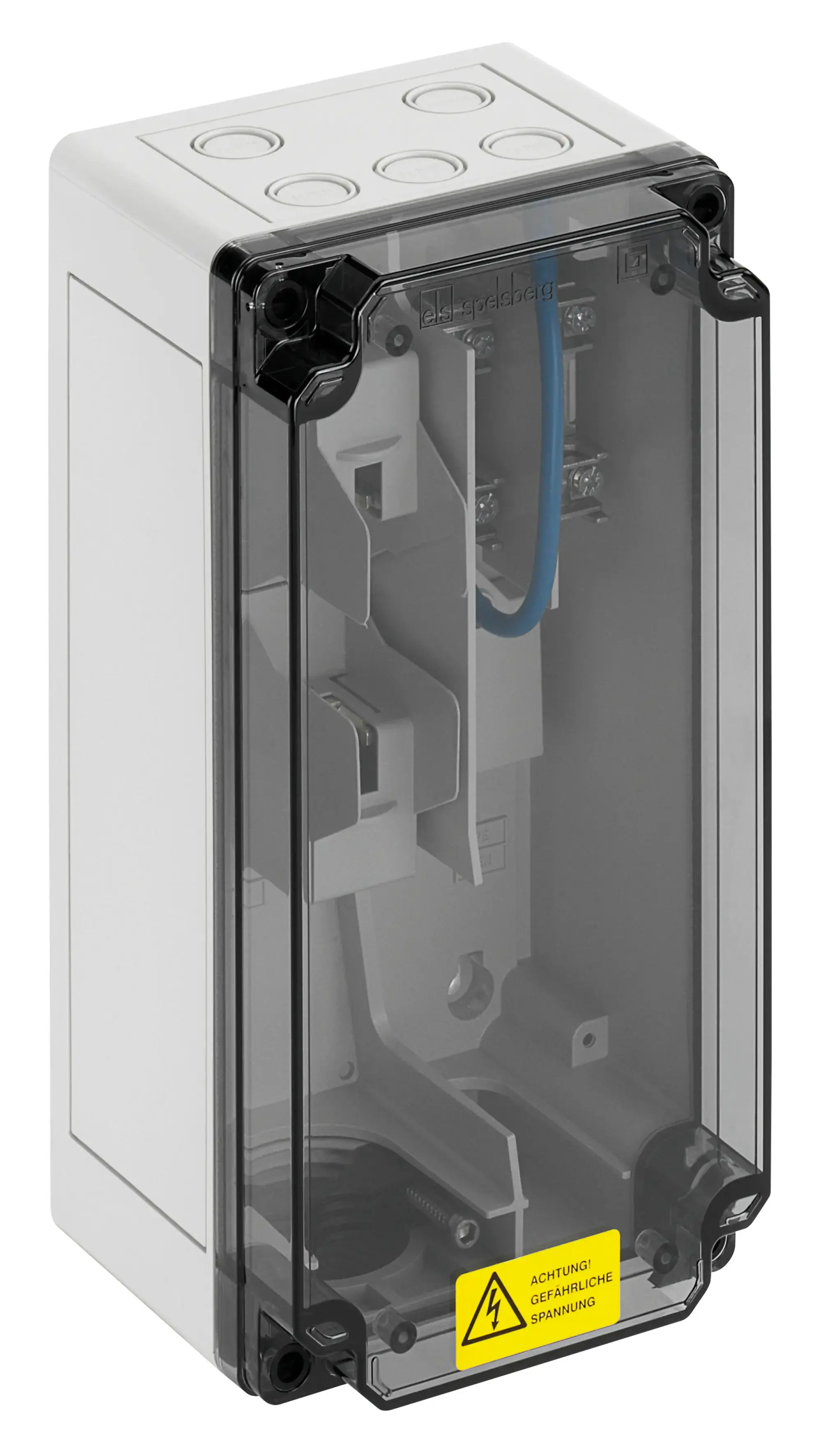 Spelsberg 59101201 Small cable house junction box, Type of protection IP65, Impact strength IK07, Protection class II, Rated voltage 400V AC, VDE, Halogen free (img_001)
