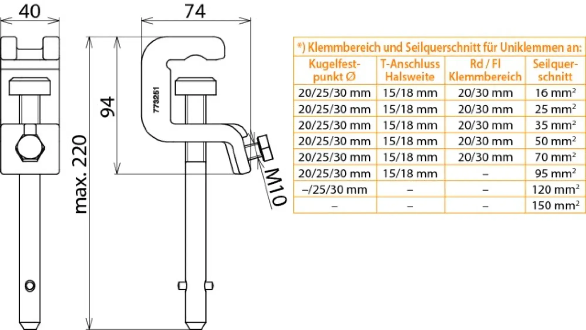 Dehn 773251 Universal clamp with T pin shaft for Fl/Rd -30mm a. fixed ball points D 25mm (img_002)