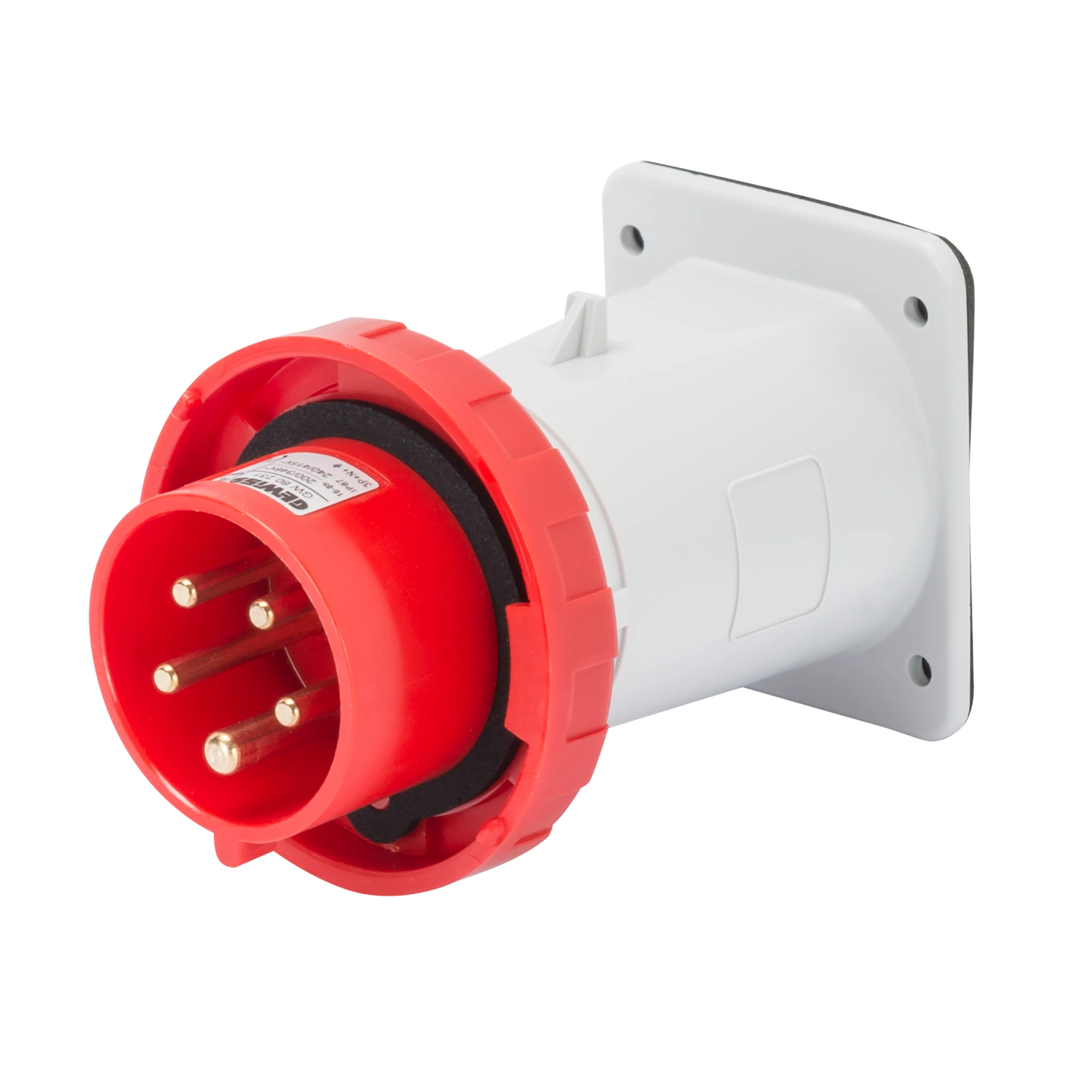 GEWISS GW60240 STRAIGHT FLUSH MOUNTING INLET - IP67 - 2P+E 32A 380-415V 50/60HZ - RED - 9H - SCREW WIRING (img_001)