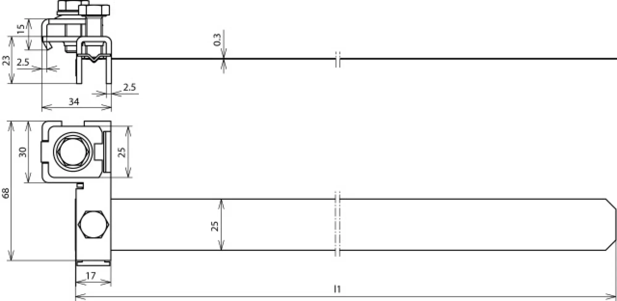 Dehn 540100 Antenna pipe clamp D 16-168mm StSt w. connection f. Rd 6-8/10 or 4-50mm² (img_004) Dehn 540100 Antenna pipe clamp D 16-168mm StSt w. connection f. Rd 6-8/10 or 4-50mm² (img_004)