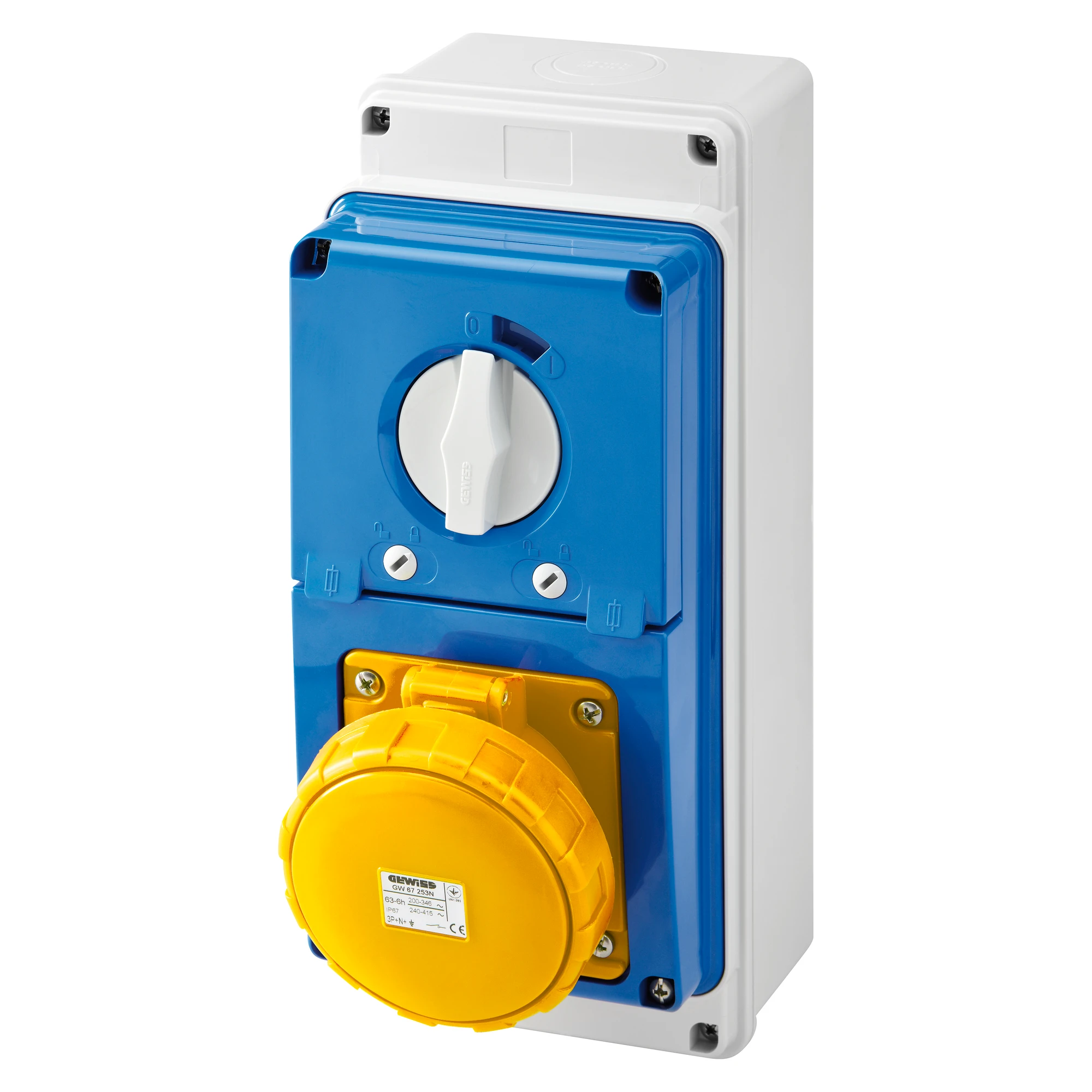 GEWISS GW67245N IEC Steckdose schaltbar/Sicherung senkrecht mit Gehaeuse 63A/3 pol. 110V IP67 (img_001) GEWISS GW67245N IEC Steckdose schaltbar/Sicherung senkrecht mit Gehaeuse 63A/3 pol. 110V IP67 (img_001)