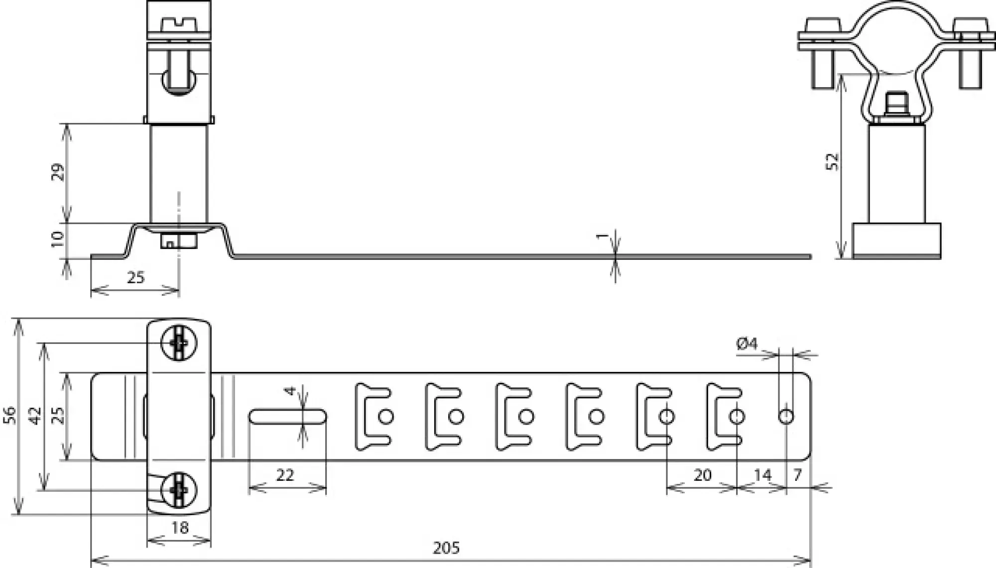 Dehn 202829 Roof conductor holder for HVI Conductor D 20-23mm w. brace L 205mm StSt (img_002) Dehn 202829 Roof conductor holder for HVI Conductor D 20-23mm w. brace L 205mm StSt (img_002)