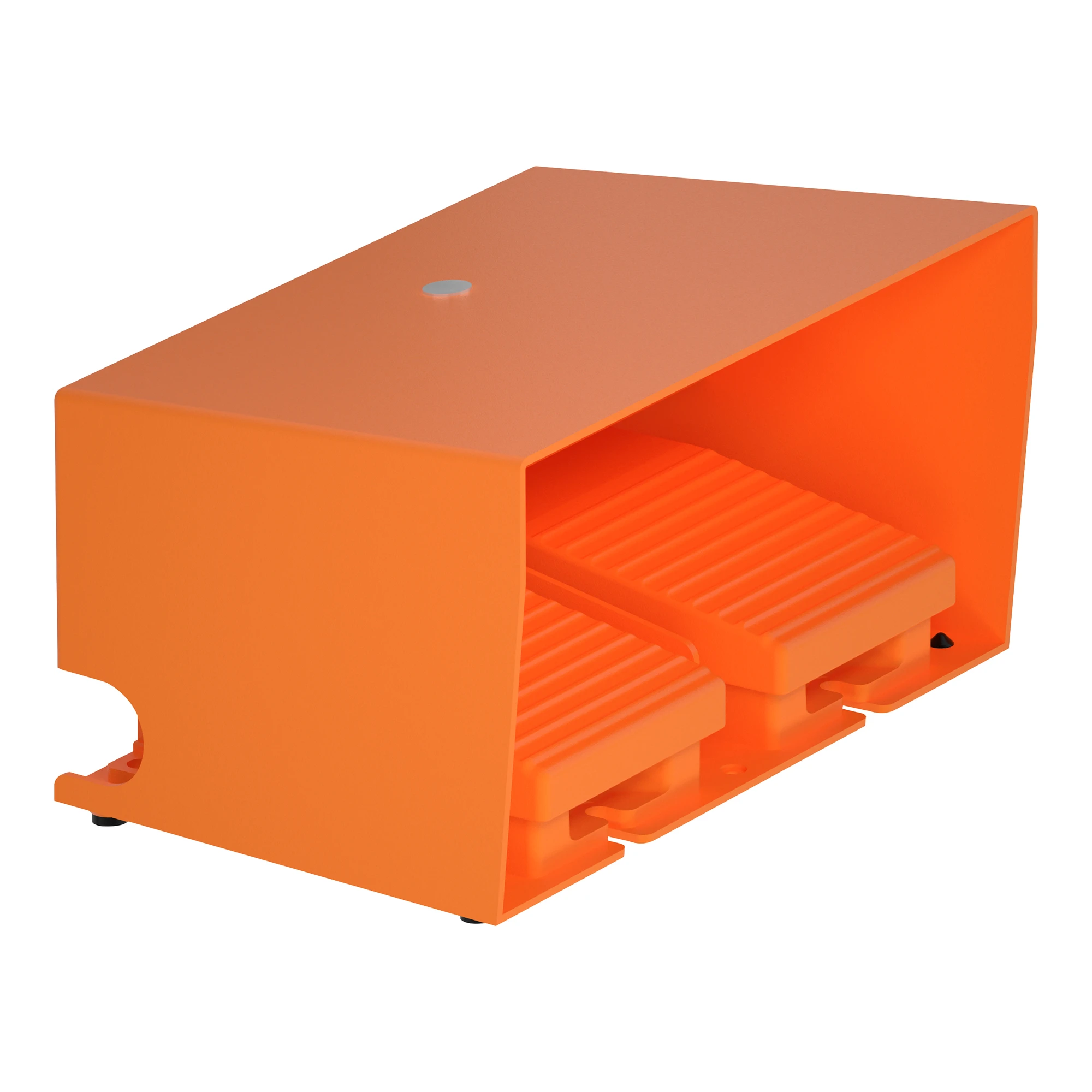 Schneider Electric XPER3100D Footswitch, Harmony XPE, double, metal, orange 1-stage, 2NC+2NO, IP66, with protective cover (img_001)