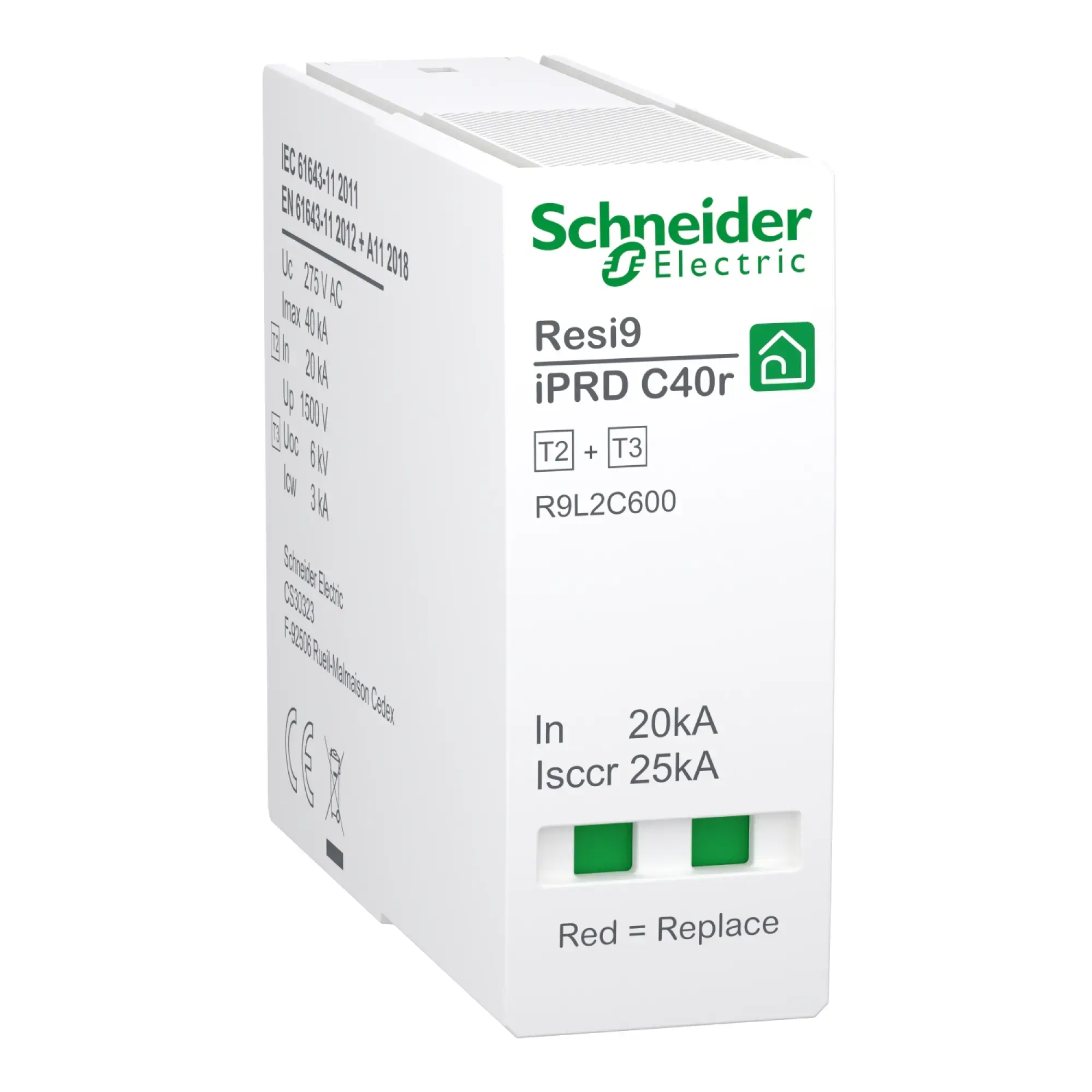 Schneider Electric R9L2C600 Replacement Protection Module for Surge Arrester iPRD C40r 3P+N, Type 2+3, L-N module (img_002) Schneider Electric R9L2C600 Replacement Protection Module for Surge Arrester iPRD C40r 3P+N, Type 2+3, L-N module (img_002)