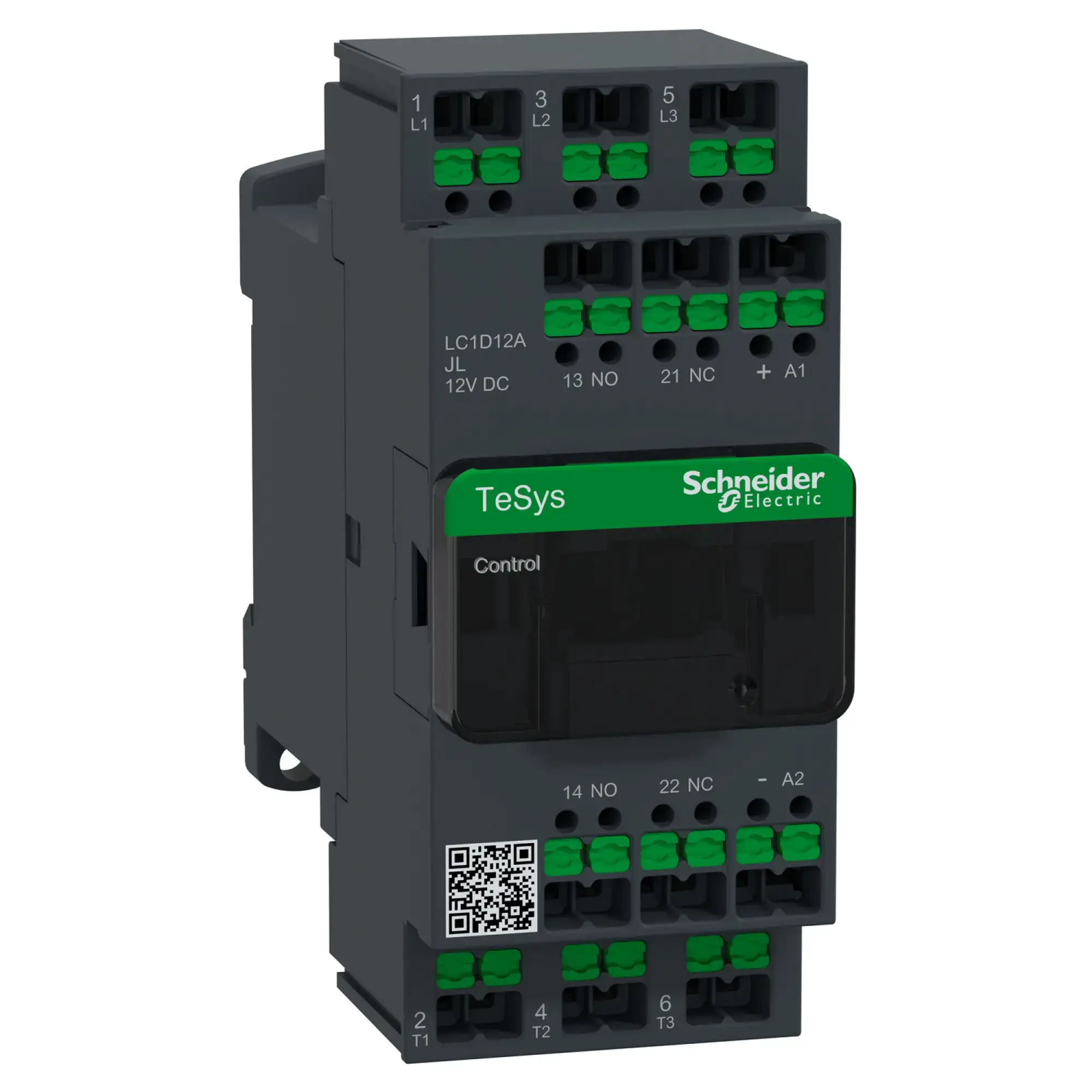 Schneider Electric LC1D12AJL Leistungsschütz LC1D 3p, +1S+1Ö, 5,5 kW, 12 A, 400 V AC3, Spule 12 V DC geringer Leistungsaufnahme, SnapIN (img_001)
