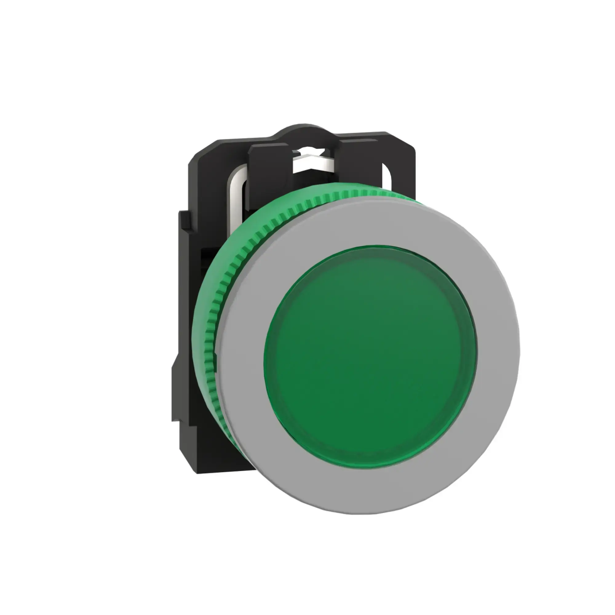 Schneider Electric XB5FVB3C0 Pilot light, Harmony XB5F, plastic, antimicrobial, light gray, green, 30mm, universal LED, smooth dome, 24V ACDC (img_008)