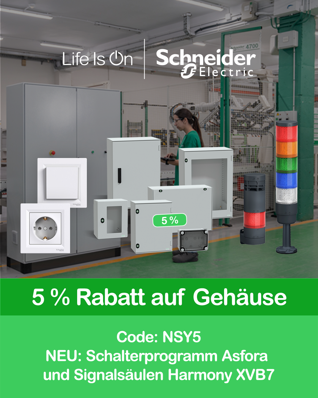 5% Rabatt auf Schneider Electric Gehäuse und Schaltschränke — Aktionscode NSY5