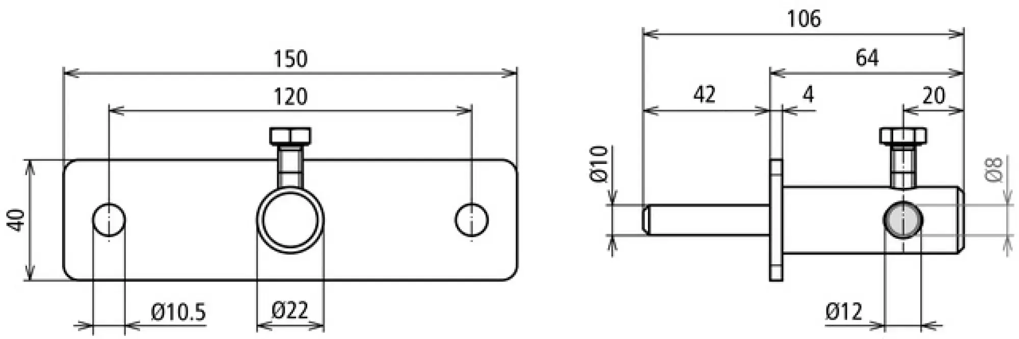 Dehn 241009 Tensioning block for Rd 8mm StSt with 2 fixing holes D 10.5mm (img_004)