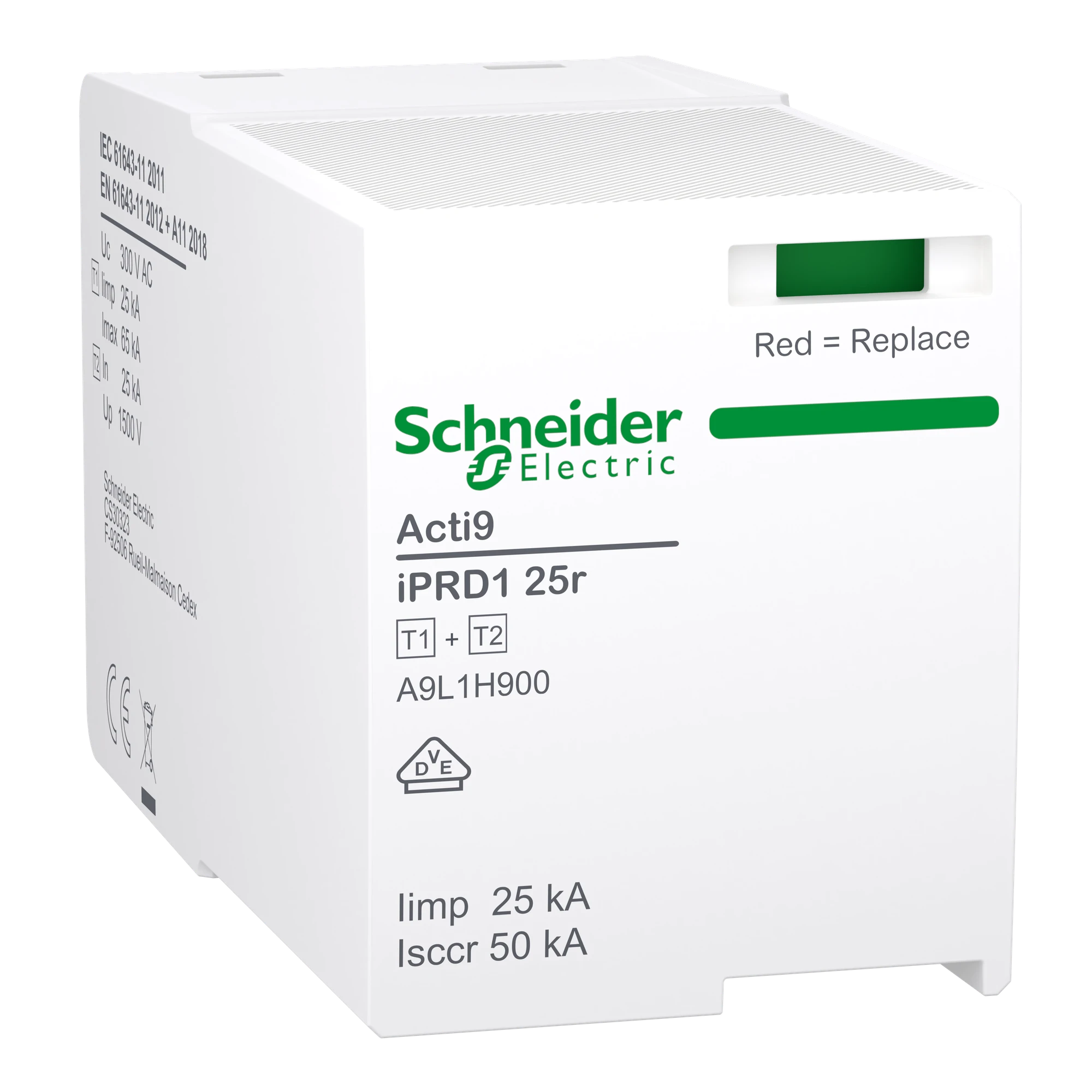 Schneider Electric A9L1H900 Replacement protection module for combined arrester iPRD1 25r 3P/3P+N, Type 1+2, L-N Module (img_001) Schneider Electric A9L1H900 Replacement protection module for combined arrester iPRD1 25r 3P/3P+N, Type 1+2, L-N Module (img_001)