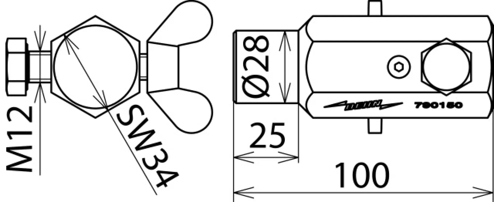 Dehn 790150 Earth bushing with ring groove D 16mm w. connecting bolt M12 for 16-150mm² (img_004)