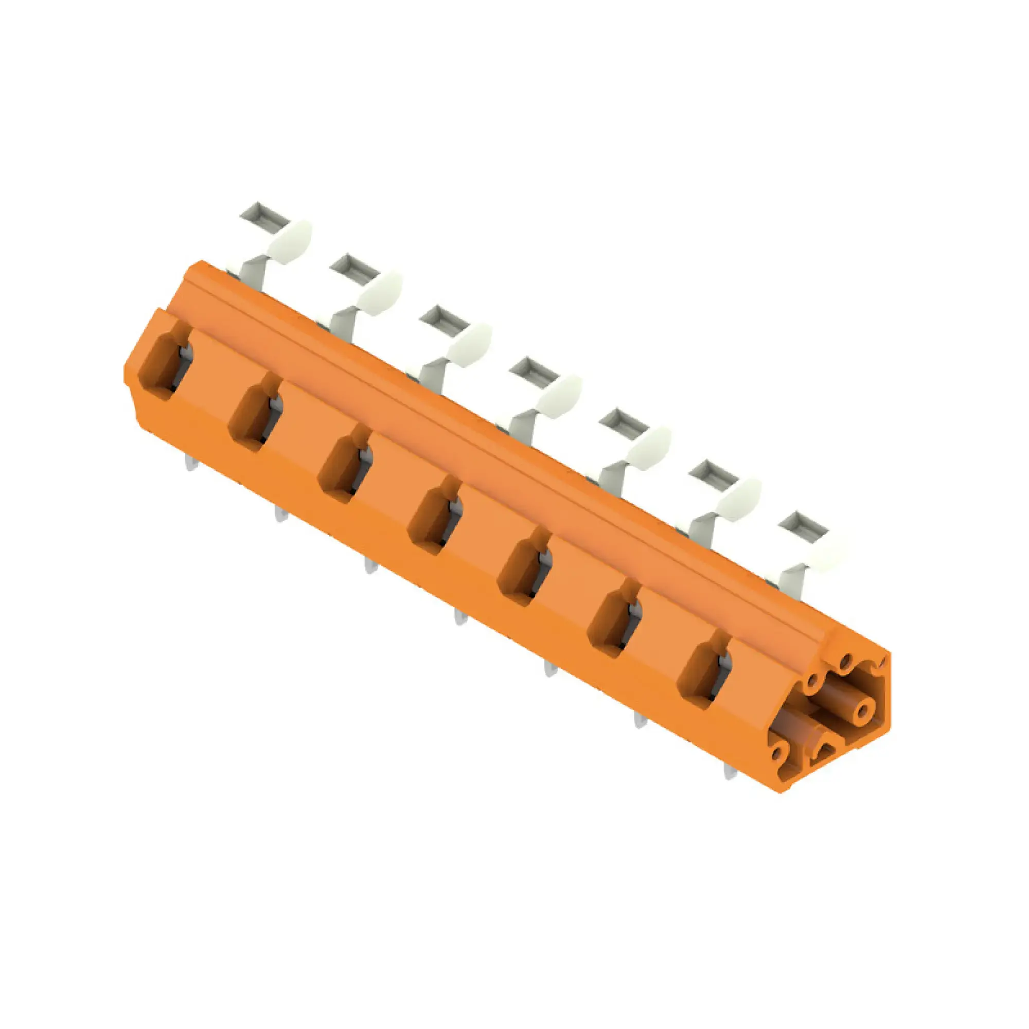 Weidmüller 1953980000 PCB terminal, 1000 V, 24 A, Pitch in mm: 10.00, 2.5 mm², Number of poles: 7, Tension clamp connection with actuator, THT solder connection, 135°, Box (img_001)