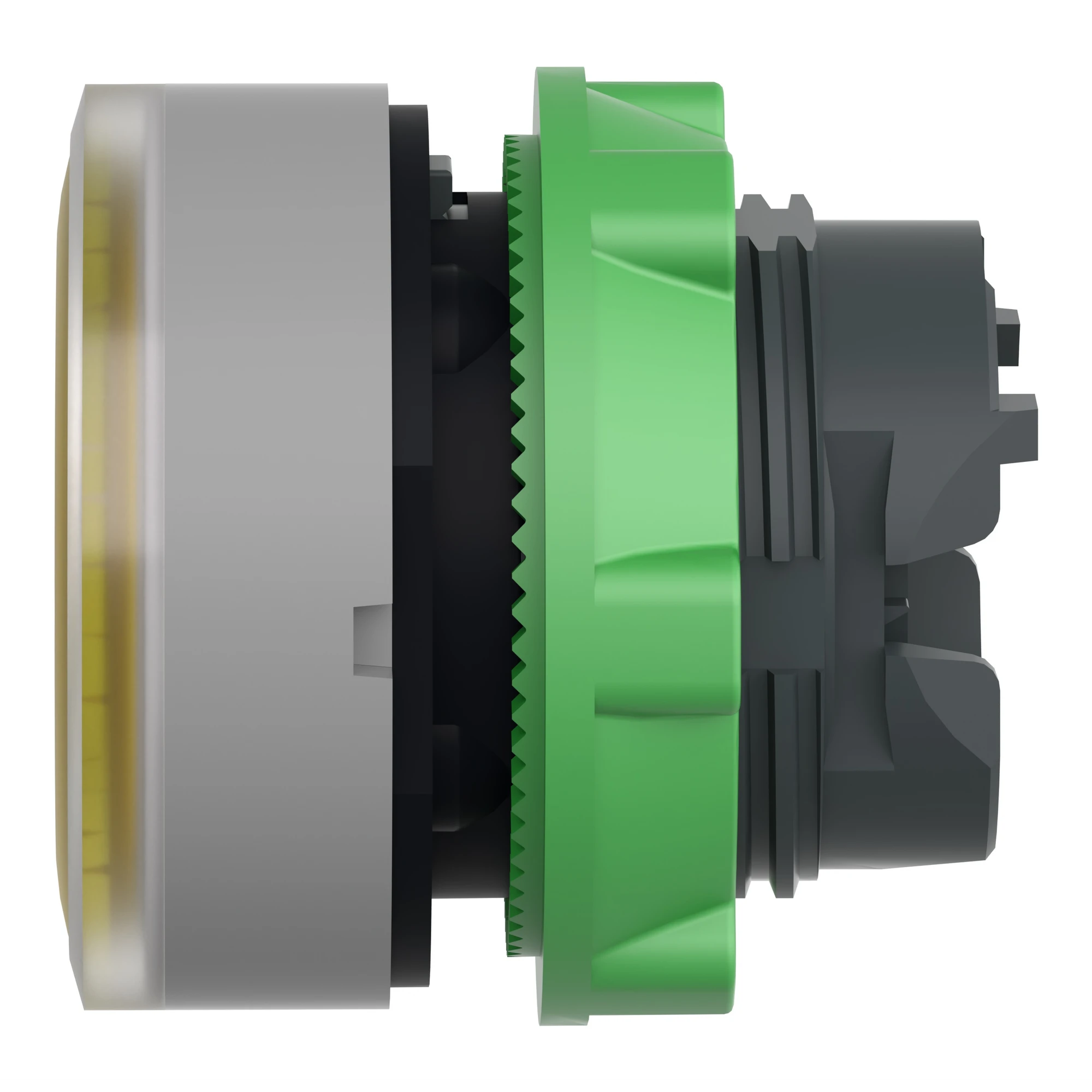 Schneider Electric ZB5AW383SC0 Illuminated push button, front element, Harmony XB5, plastic, 22mm, light gray, yellow, for universal LED, grooved dome (img_005)