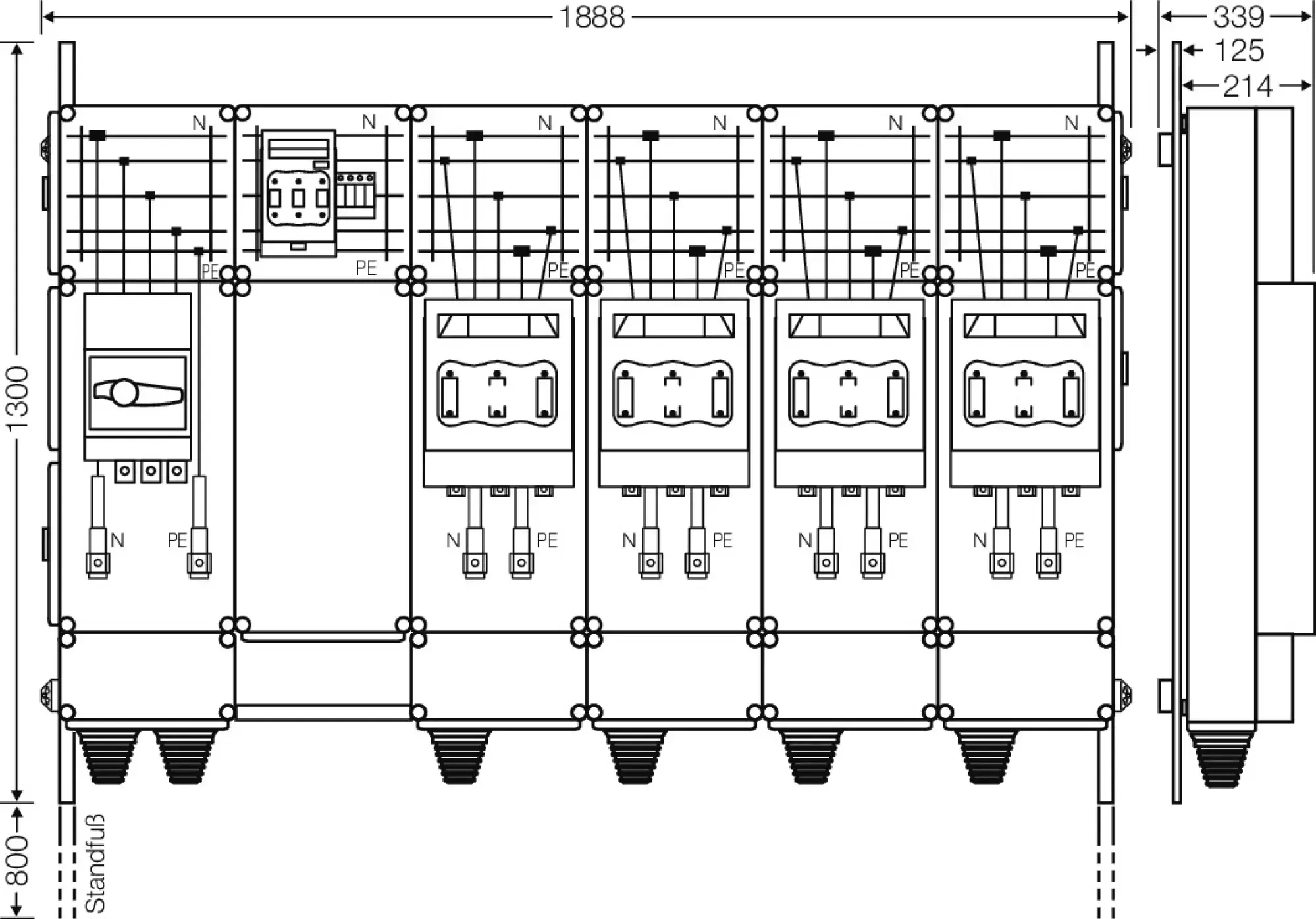 Hensel 65000253 Ladeverteiler für bis zu 4 Ladepunkte à 200 kW Mi EV 200kW 4001 (img_002)