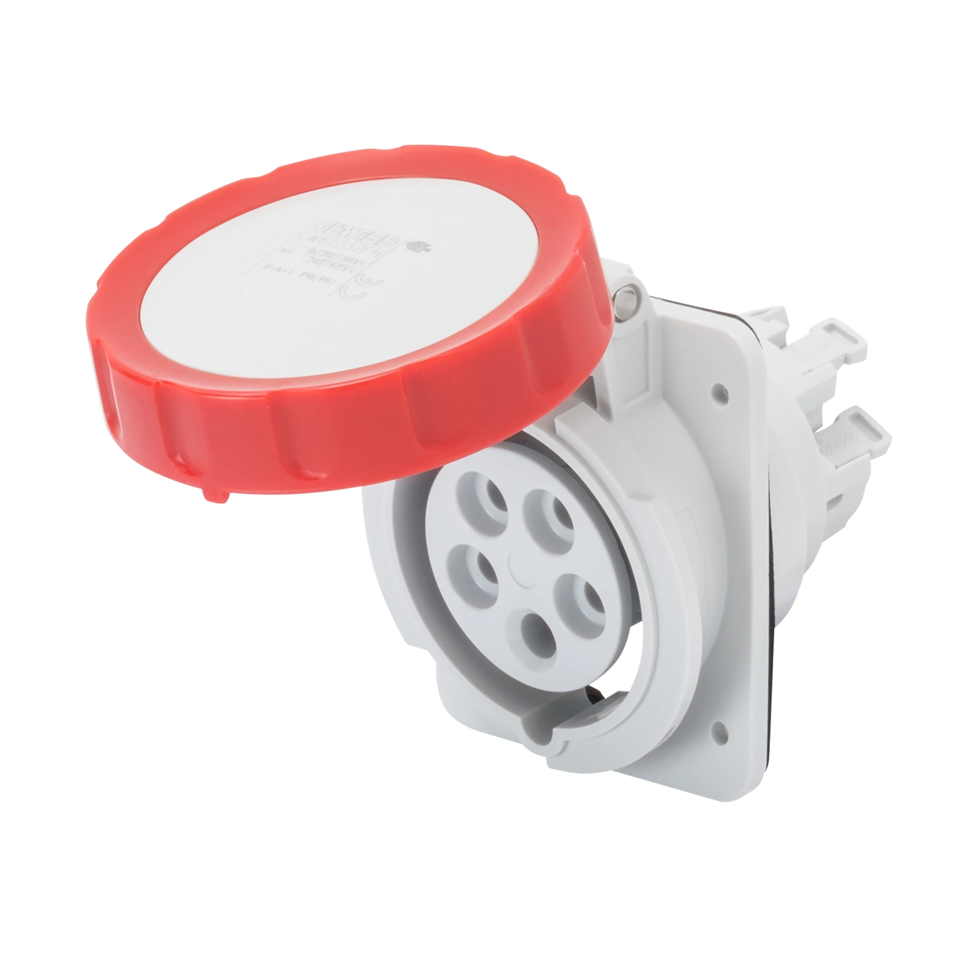 GEWISS GW62243FH 10° ANGLED FLUSH-MOUNTING SOCKET-OUTLET HP - IP66/IP67 - 3P+N+E 32A 380-415V 50/60HZ - RED - 6H - FAST WIRING (img_001)
