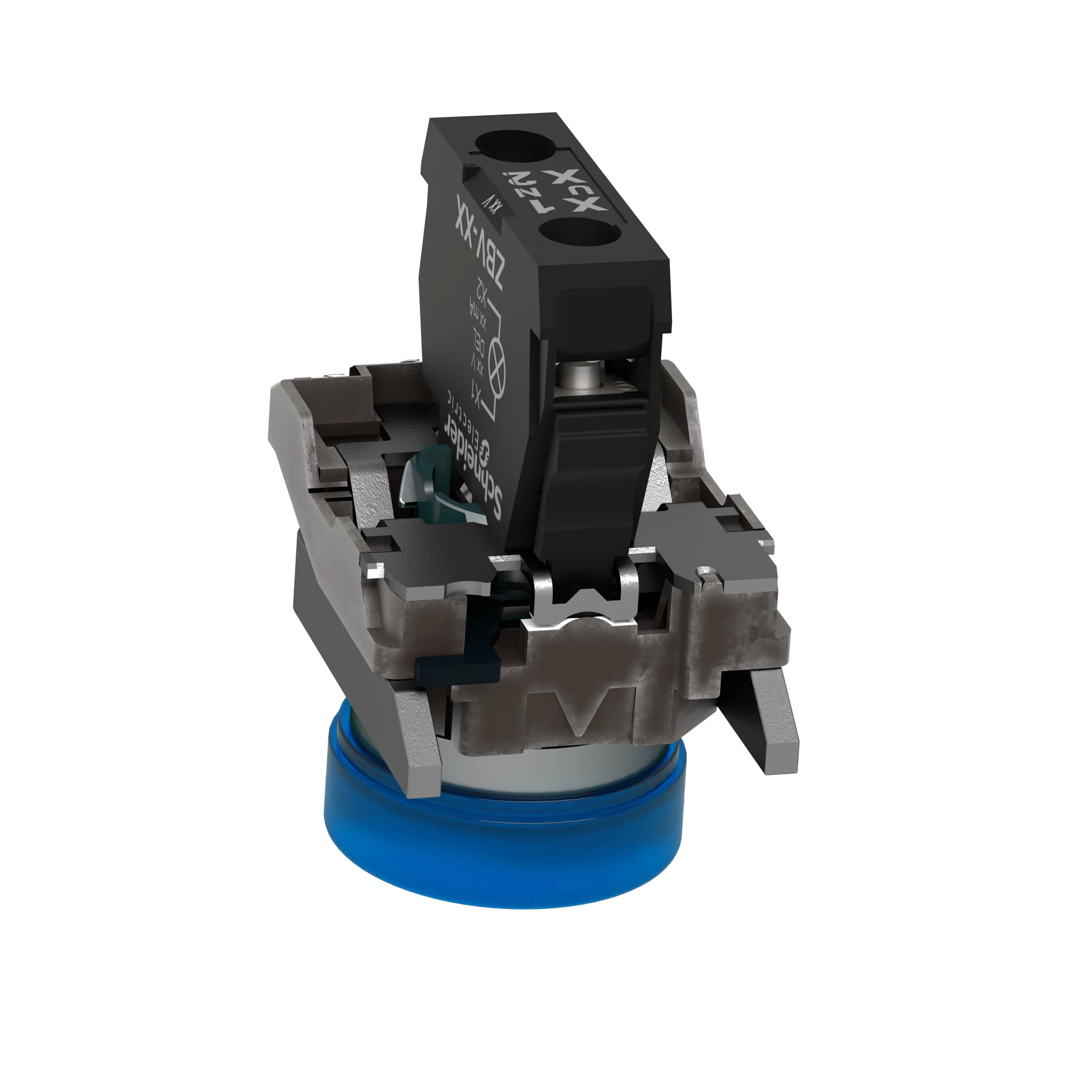 Schneider Electric XB4BVB6 Indicator light, Harmony XB4, Metal, 22mm, blue, universal LED, smooth dome, screw terminal, 24V ACDC (img_006)
