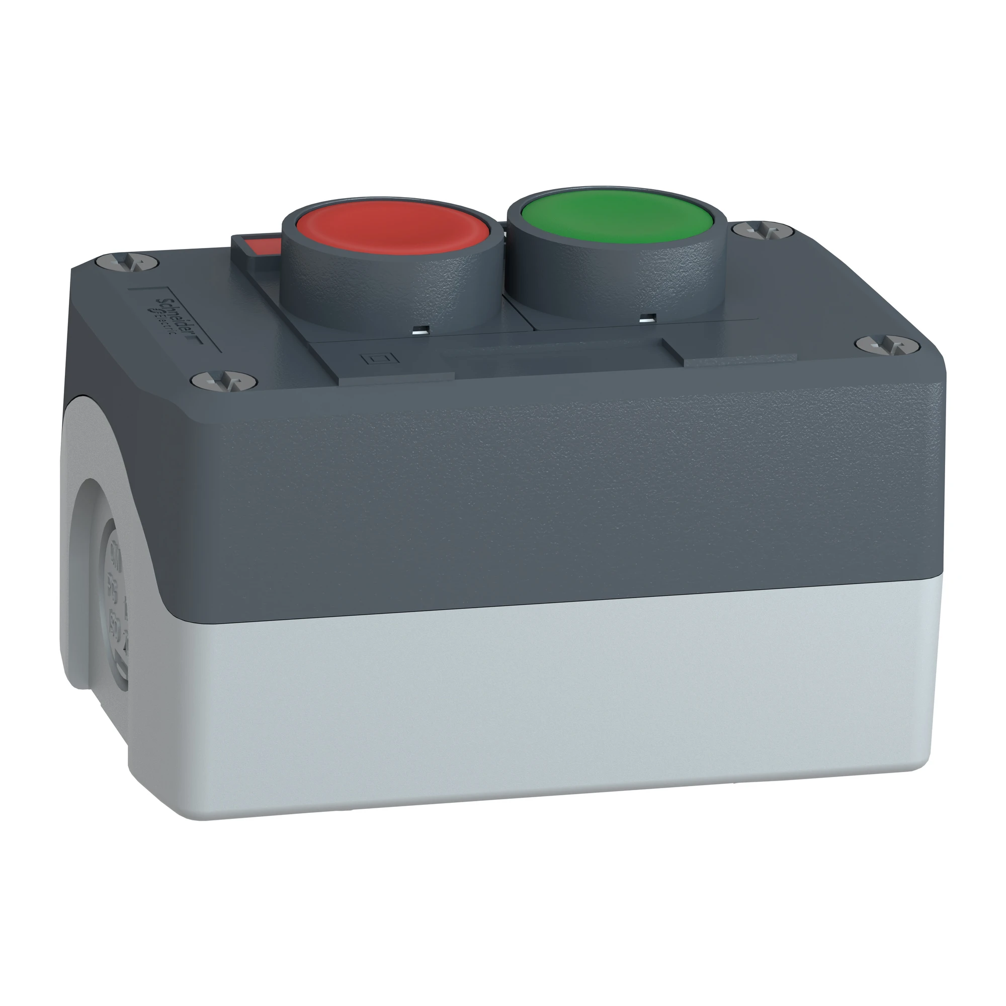 Schneider Electric XALD211 Surface mounting enclosure, Harmony XALD, plastic, dark gray, 2 push buttons, green, red, STOP, START, 22mm, 1NC+1NO (img_006) Schneider Electric XALD211 Surface mounting enclosure, Harmony XALD, plastic, dark gray, 2 push buttons, green, red, STOP, START, 22mm, 1NC+1NO (img_006)