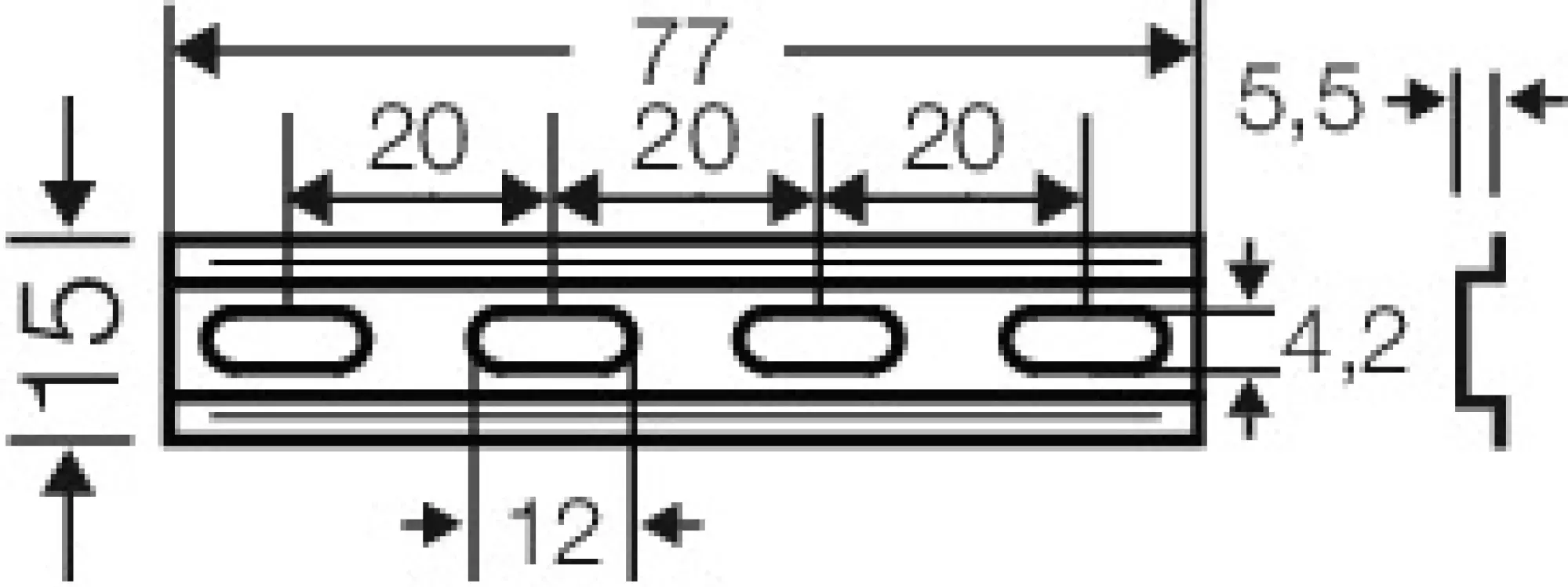 Hensel 62000123 Tragschiene 77 mm, für DK / KF / EB 04.... DK TS 04 (img_002) Hensel 62000123 Tragschiene 77 mm, für DK / KF / EB 04.... DK TS 04 (img_002)