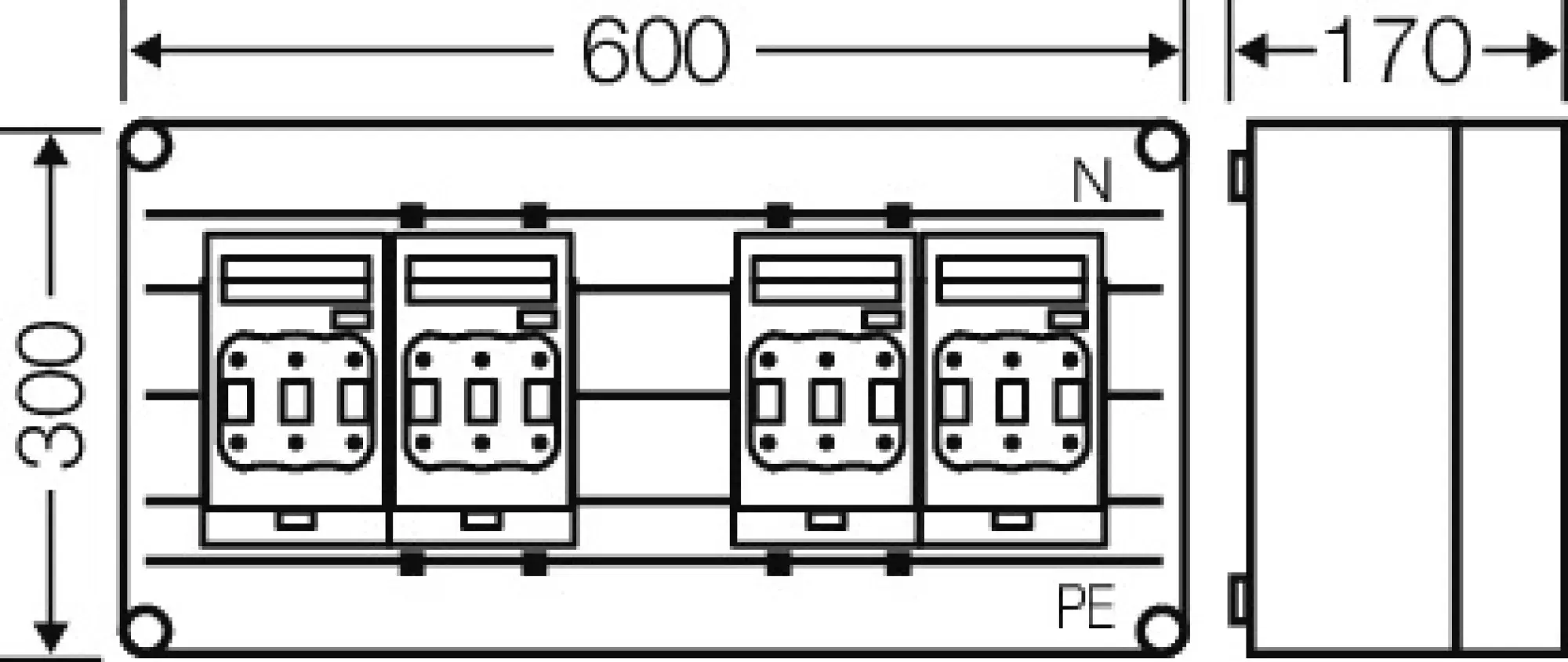 Hensel 2000777 Mi-NH-Sicherungslasttrennschaltergehäuse , 4x3xNH00,a. Sammels., 400A, 5polig Mi 6466 (img_002)
