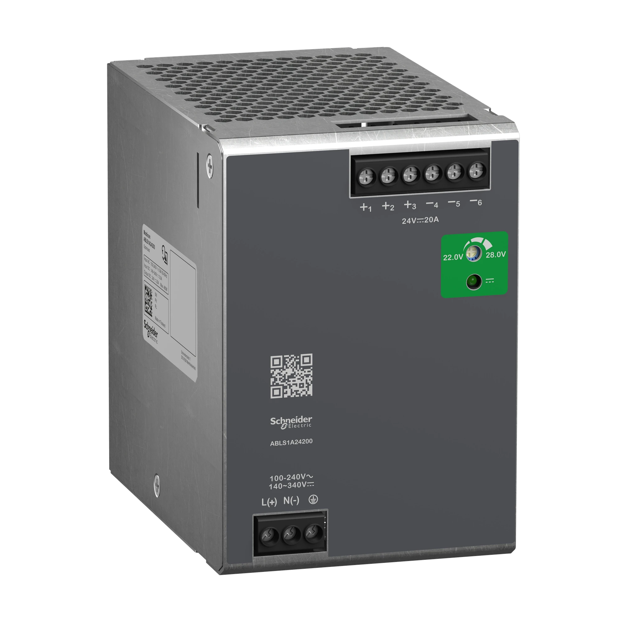 Schneider Electric ABLS1A24200 Power supply, Modicon ABLS, Optimum, switched-mode, single-phase, 100-240V AC, 24V DC, 20A, 480W (img_001) Schneider Electric ABLS1A24200 Power supply, Modicon ABLS, Optimum, switched-mode, single-phase, 100-240V AC, 24V DC, 20A, 480W (img_001)