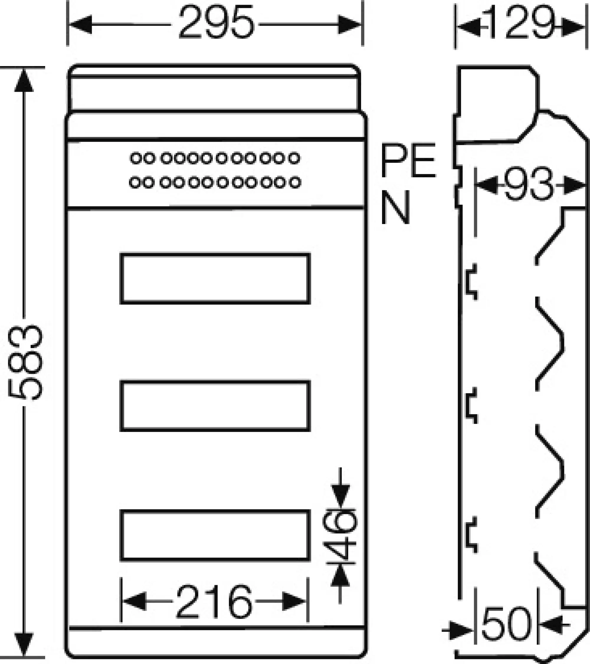 Hensel 61001106 KV 90-Automatengehäuse Polycarbonat 36 Teilungseinheiten (3x12x18mm), IP 65 KV PC 9336 (img_002)