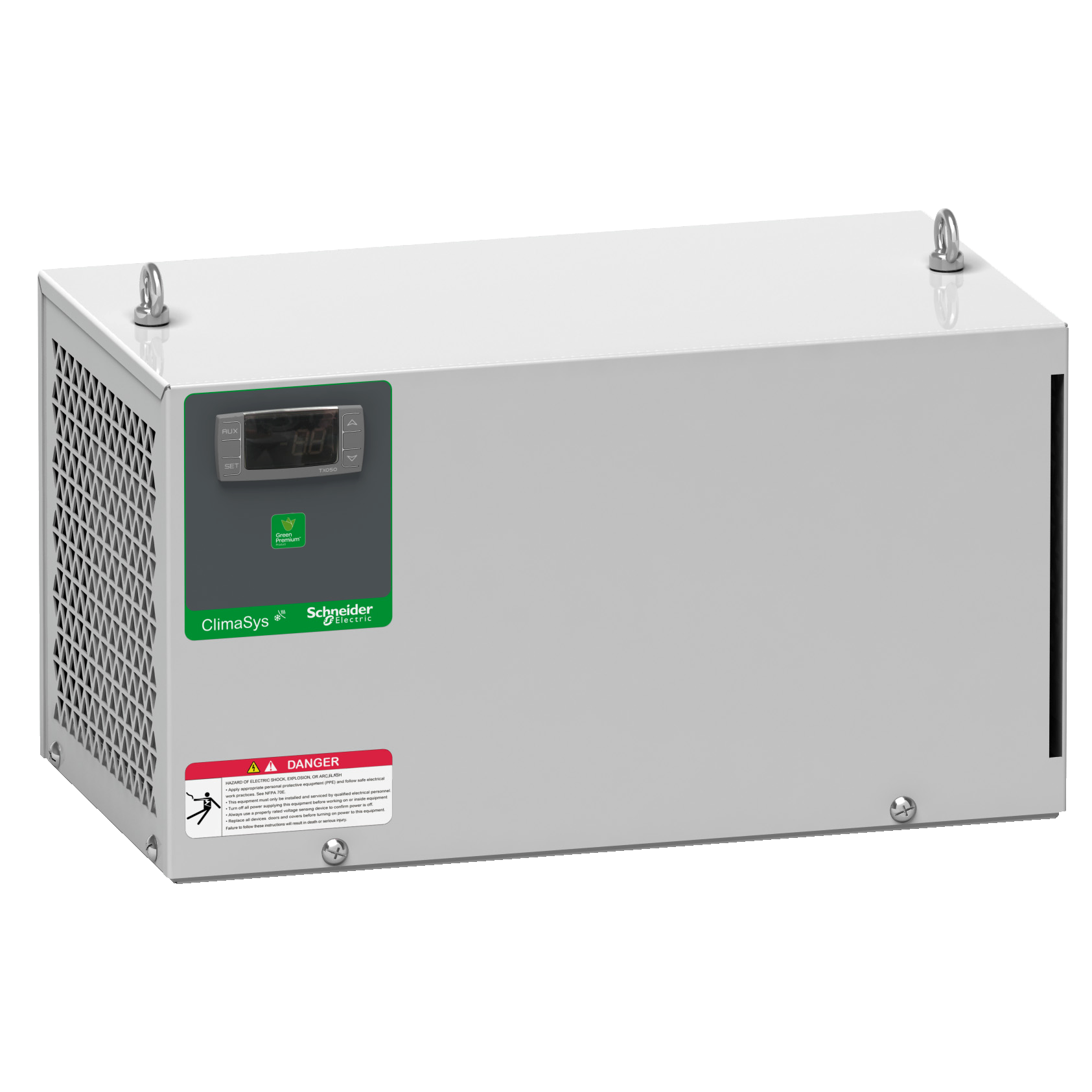 Schneider Electric ClimaSys Standard Cooling Unit for Control Panel Roof, 410 W at 230V Schneider Electric ClimaSys Standard Cooling Unit for Control Panel Roof, 410 W at 230V