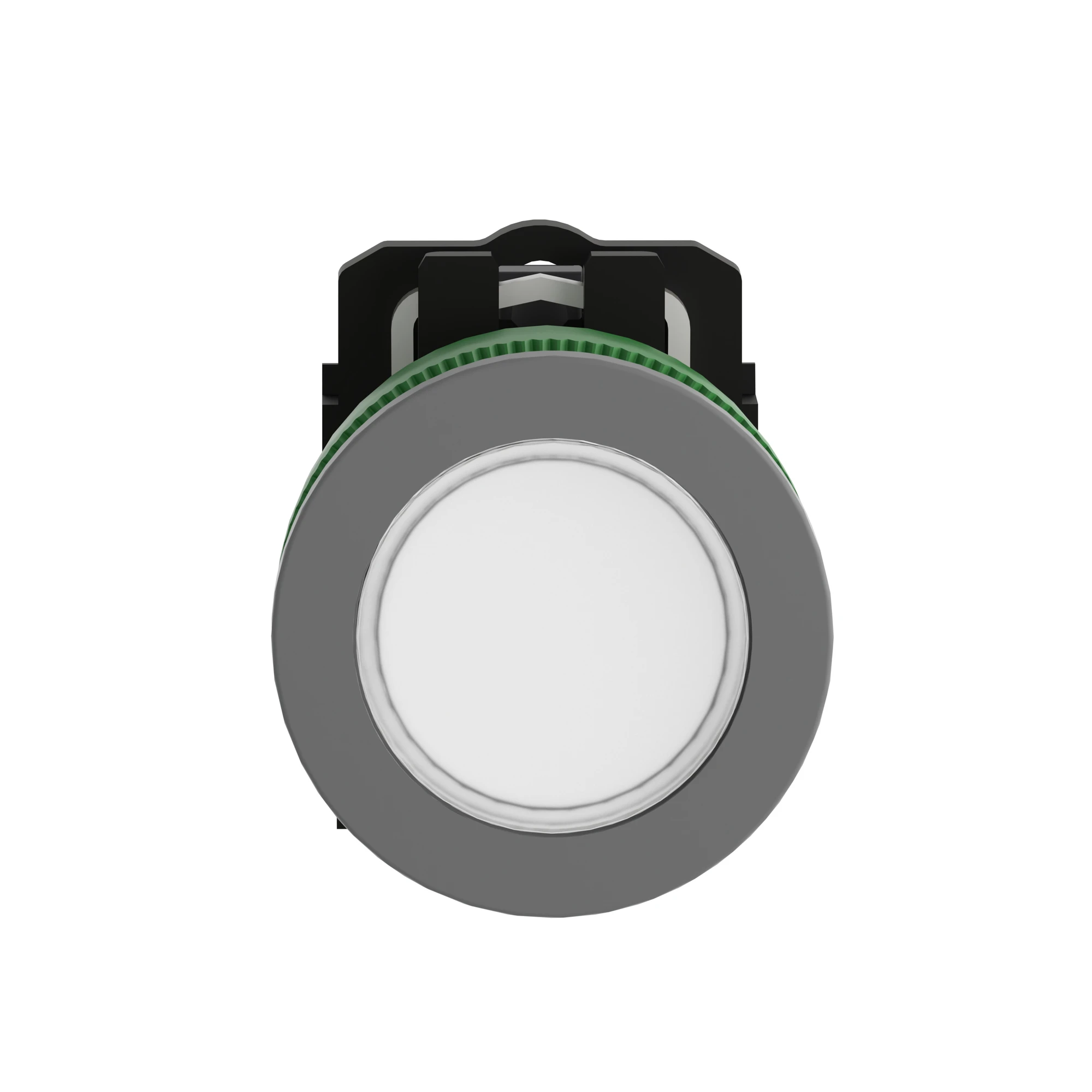 Schneider Electric XB5FVM1C0 Indicator Light, Harmony XB5F, plastic, antimicrobial, light grey, white, 30mm, universal LED, smooth dome, 230-240V AC (img_005)