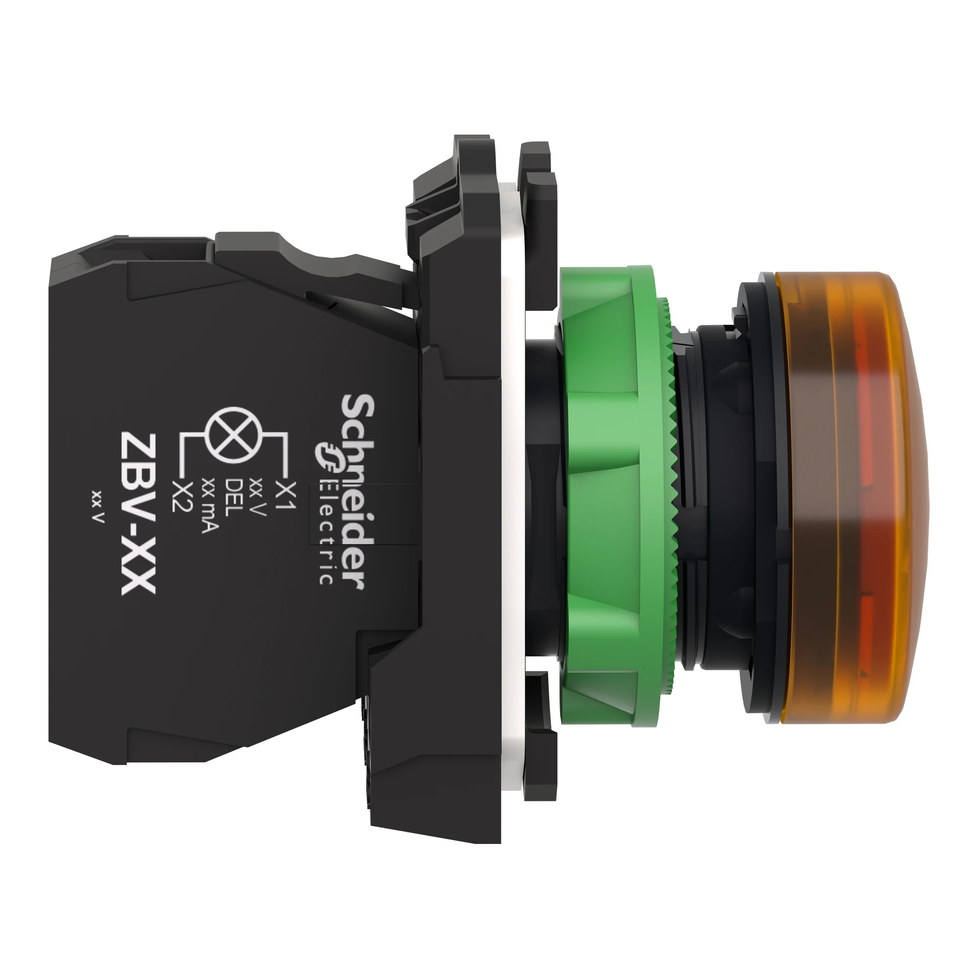 Schneider Electric XB5AV65 Indicator light, Harmony XB5, plastic, yellow, 22mm, BA9s incandescent lamp, smooth dome, 250V AC (img_003)