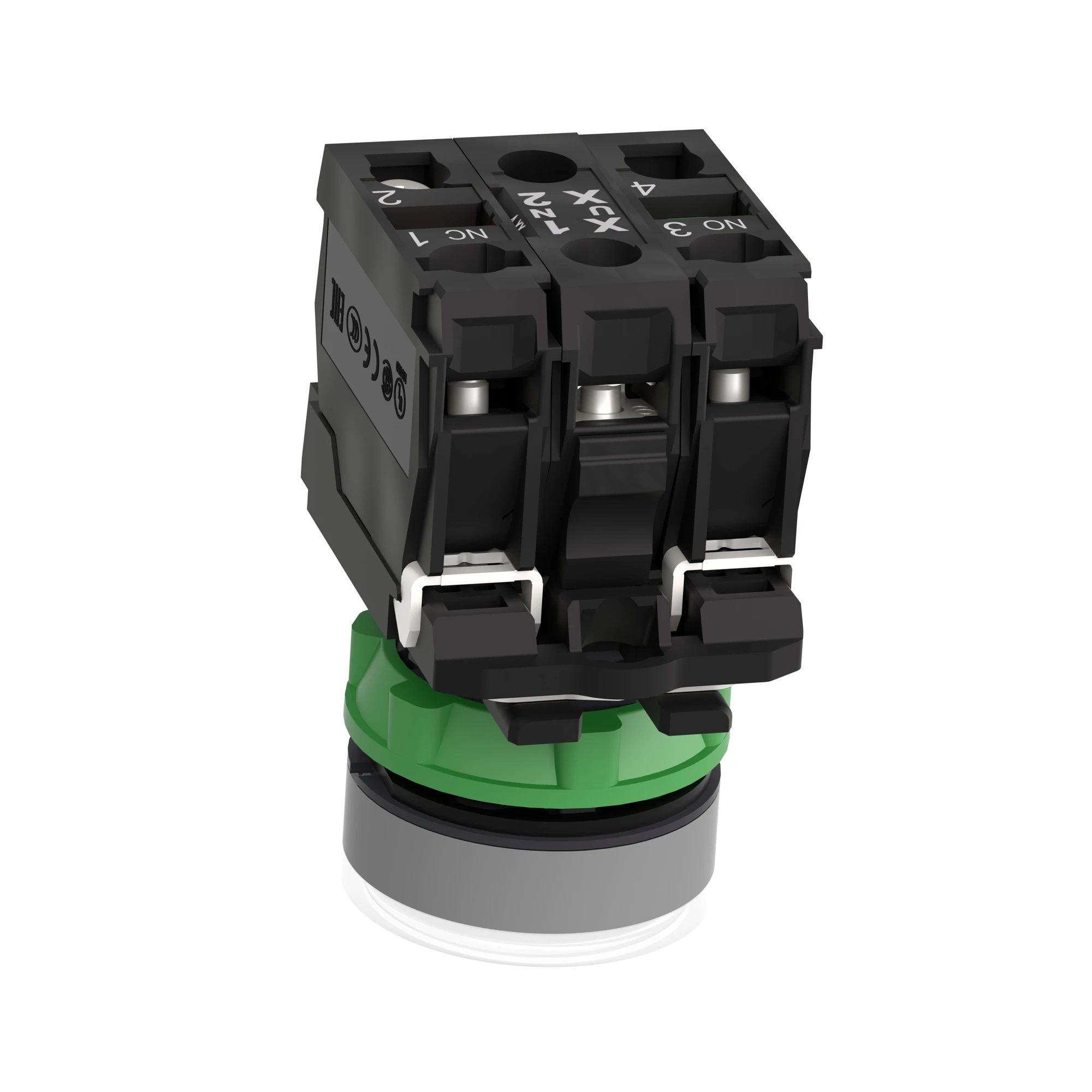 Schneider Electric XB5AW31B5C0 Illuminated push-button, Harmony XB5, plastic, light grey, white, 22mm, universal LED, smooth dome, 1NC + 1NO, 24V AC/DC (img_008) Schneider Electric XB5AW31B5C0 Illuminated push-button, Harmony XB5, plastic, light grey, white, 22mm, universal LED, smooth dome, 1NC + 1NO, 24V AC/DC (img_008)